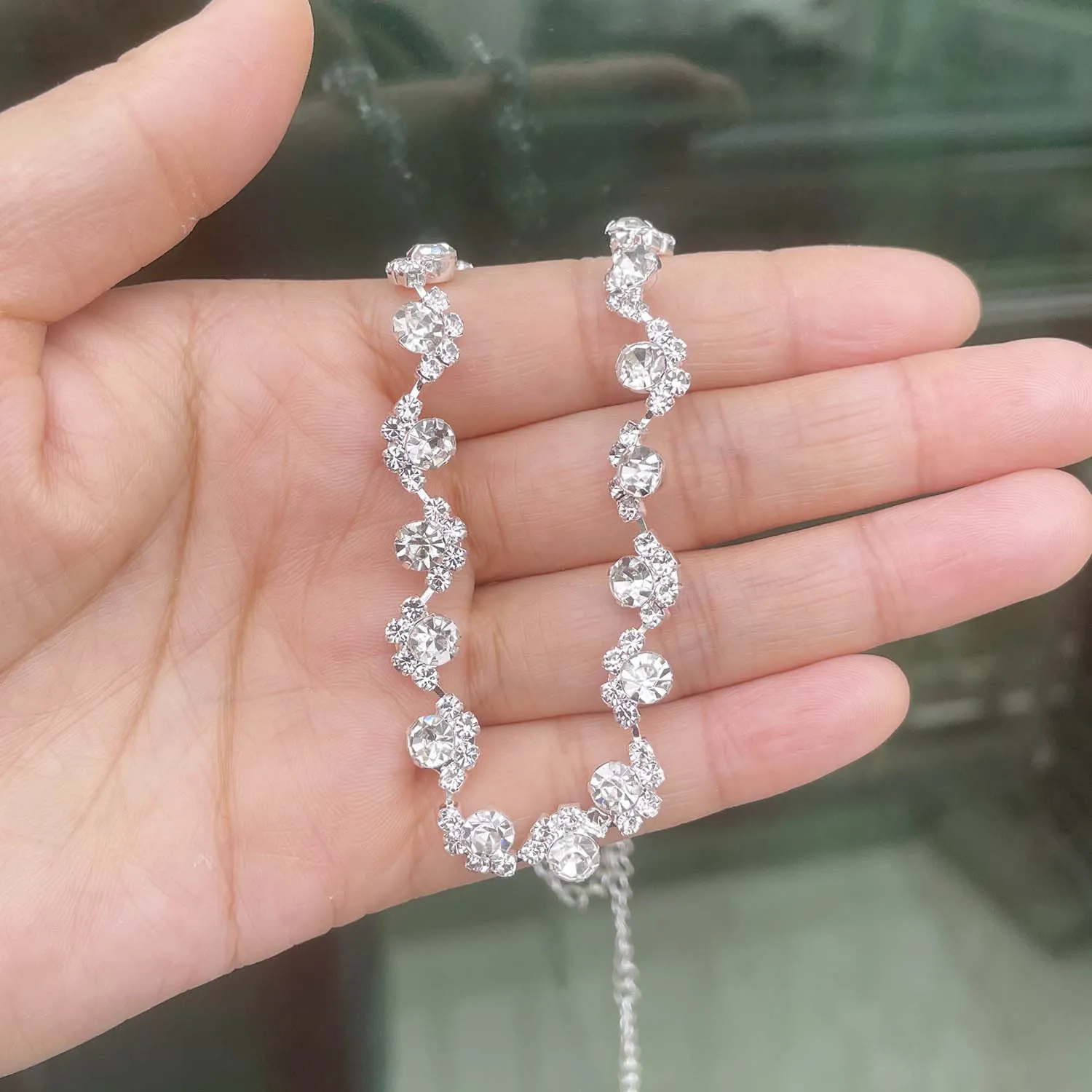 Wedity Set Collana e Orecchini in Cristallo per Sposa (Argento) - immagine 7