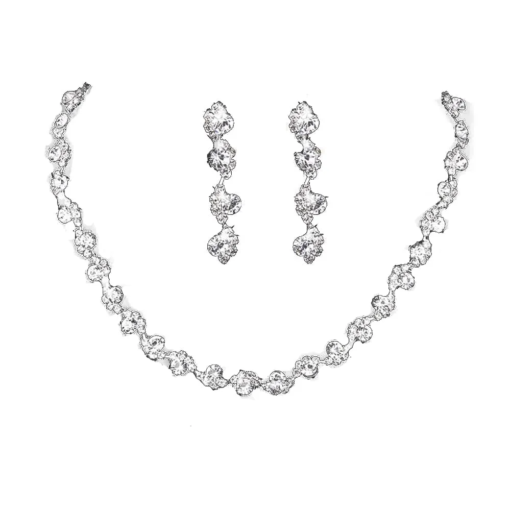 Wedity Set Collana e Orecchini in Cristallo per Sposa (Argento) - immagine 8