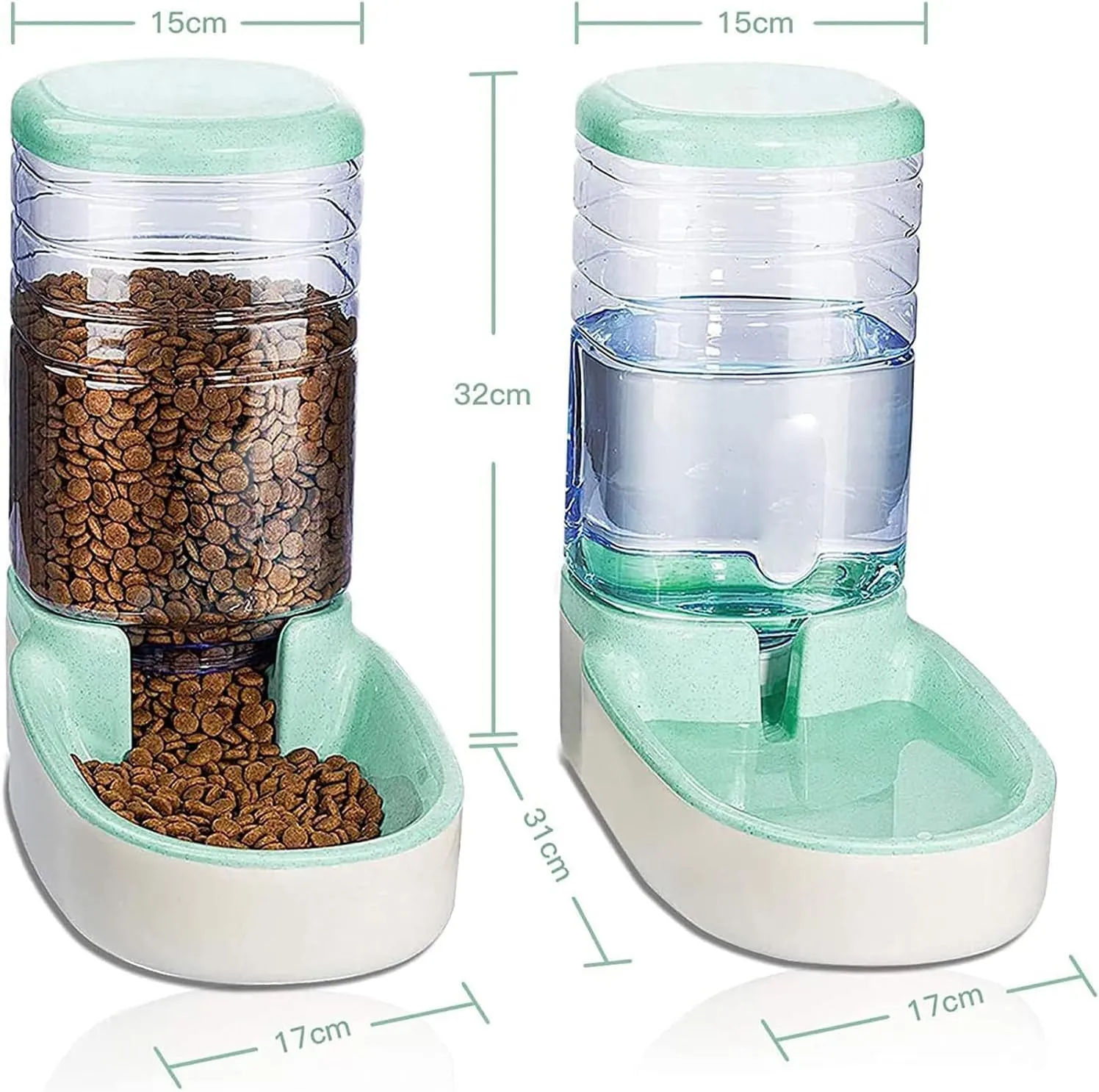 Edipets Dispenser Automatico di Crocchette e Acqua per Cani e Gatti, 3.8L, Verde - immagine 4