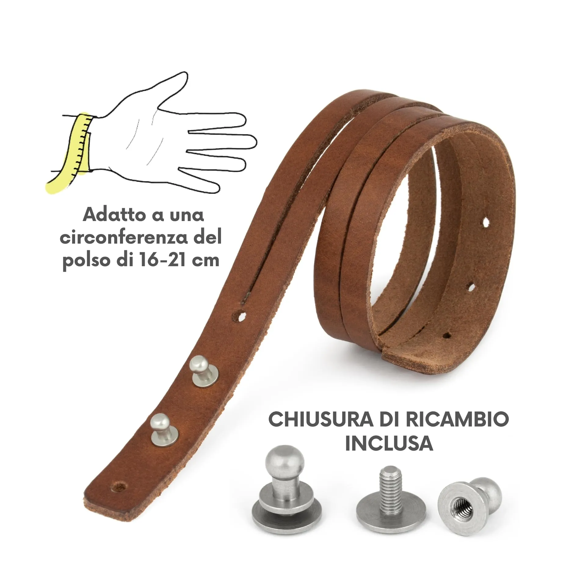 Simaru Braccialetto in vera pelle marrone chiaro - immagine 2