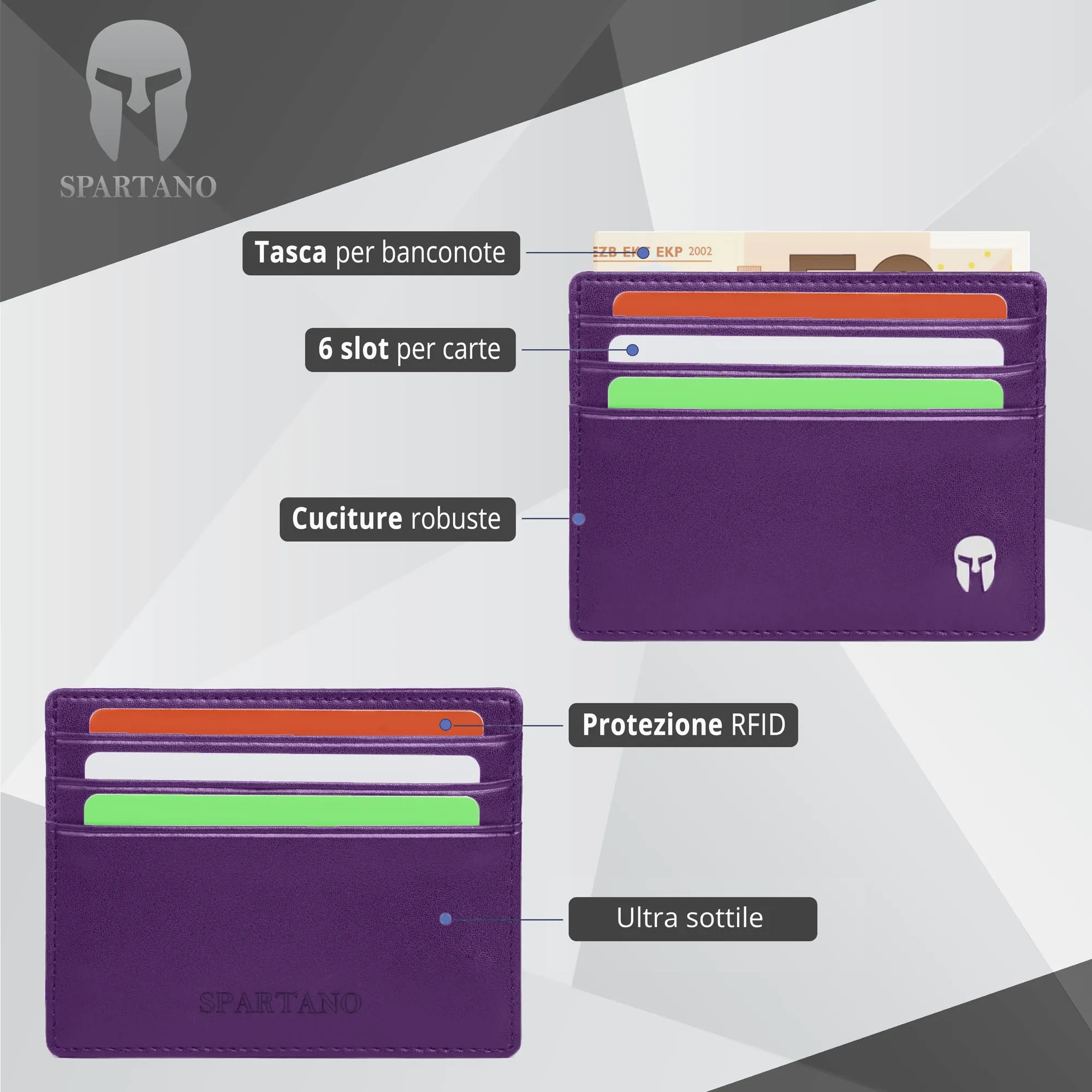 SPARTANO Porta Carte di Credito Uomo con Protezione RFID Ares - immagine 2