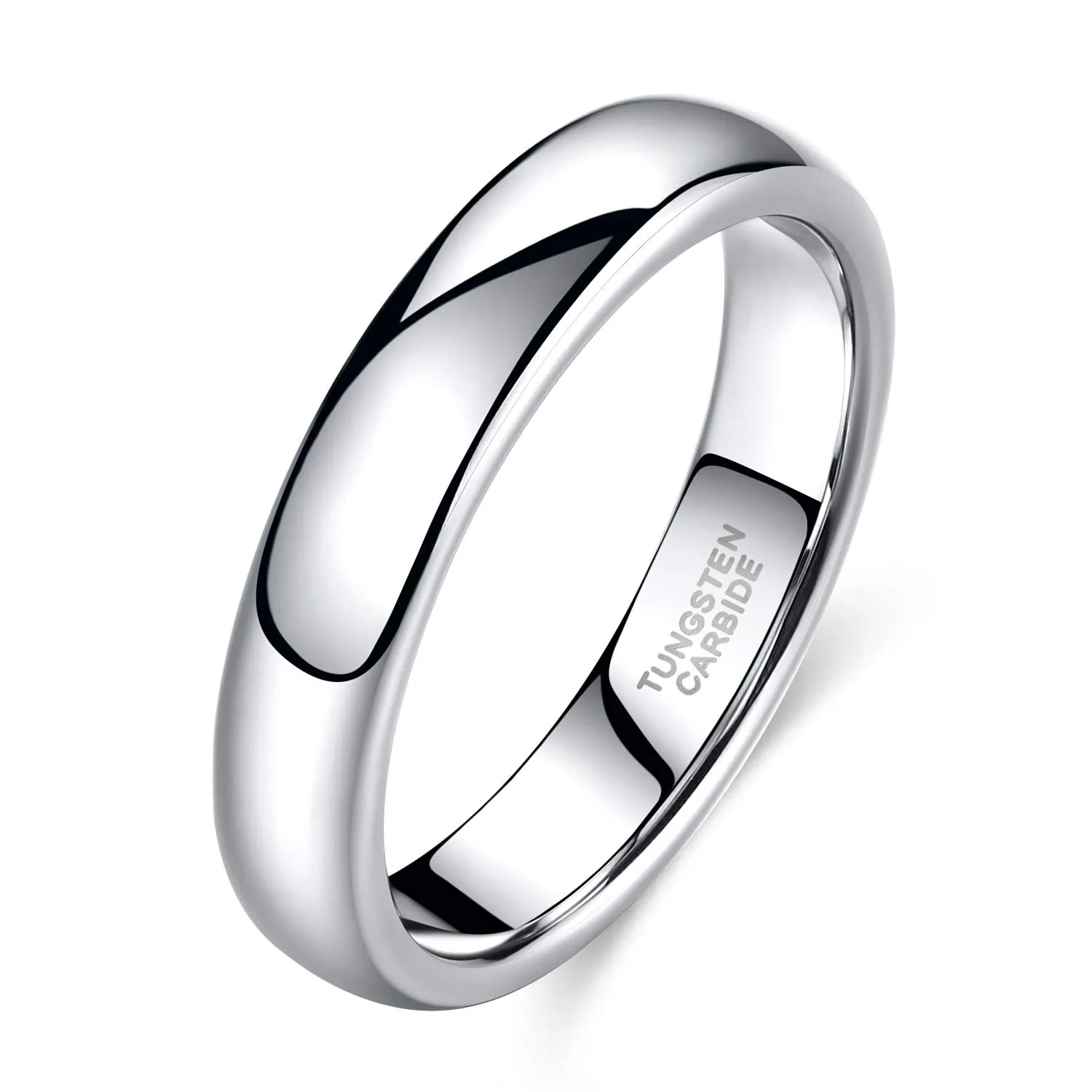 Zakk Anelli in Tungsteno Argento a Cupola Liscia, 4 mm, Taglia 60 (19.1) - immagine 1