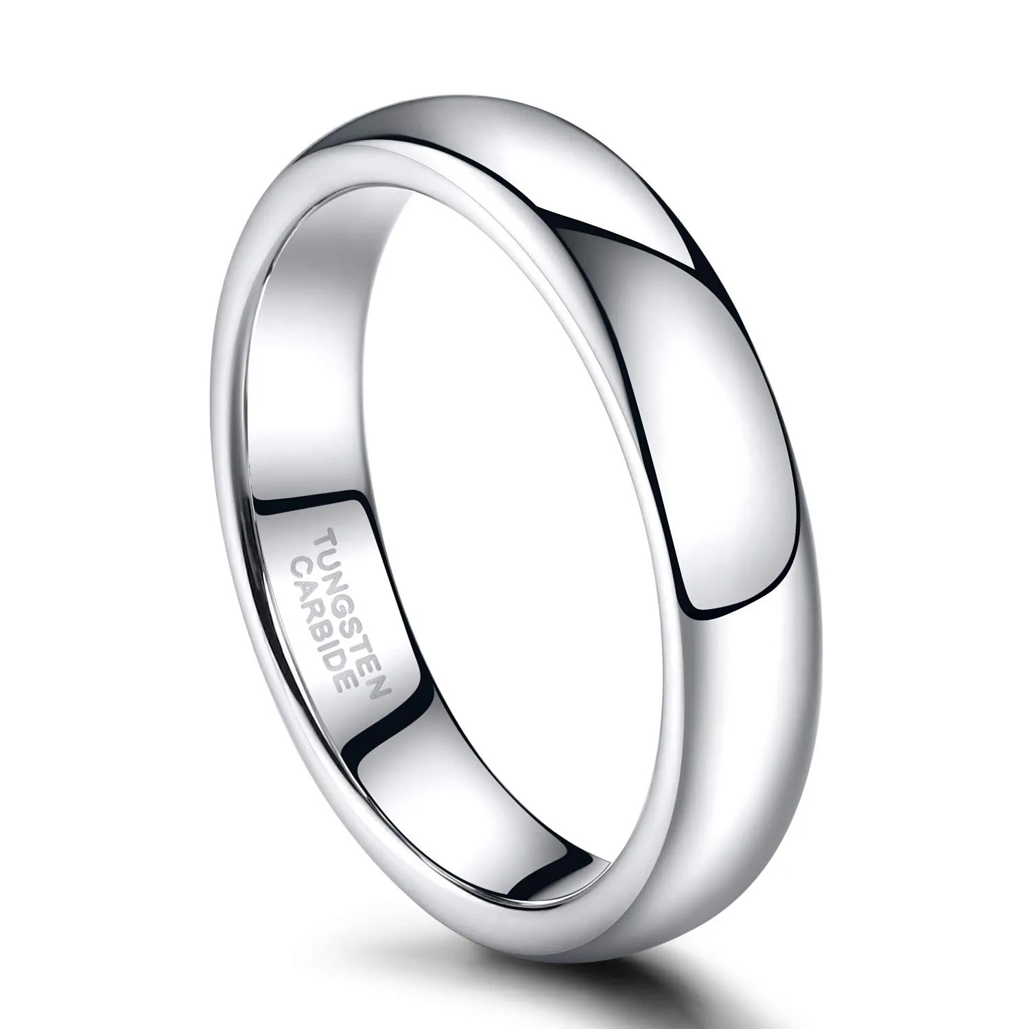 Zakk Anelli in Tungsteno Argento a Cupola Liscia, 4 mm, Taglia 60 (19.1) - immagine 2