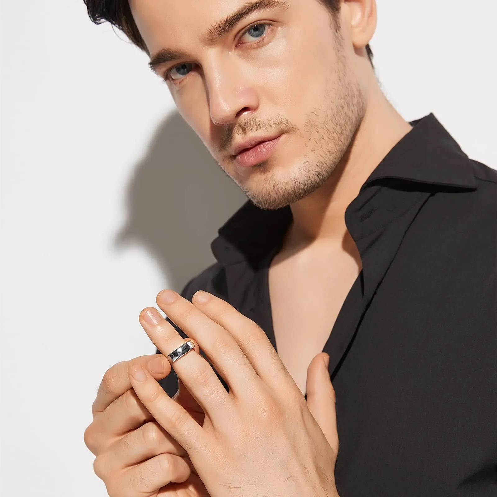 Zakk Anello in Argento Tungsteno Lucido Unisex 6mm - immagine 5