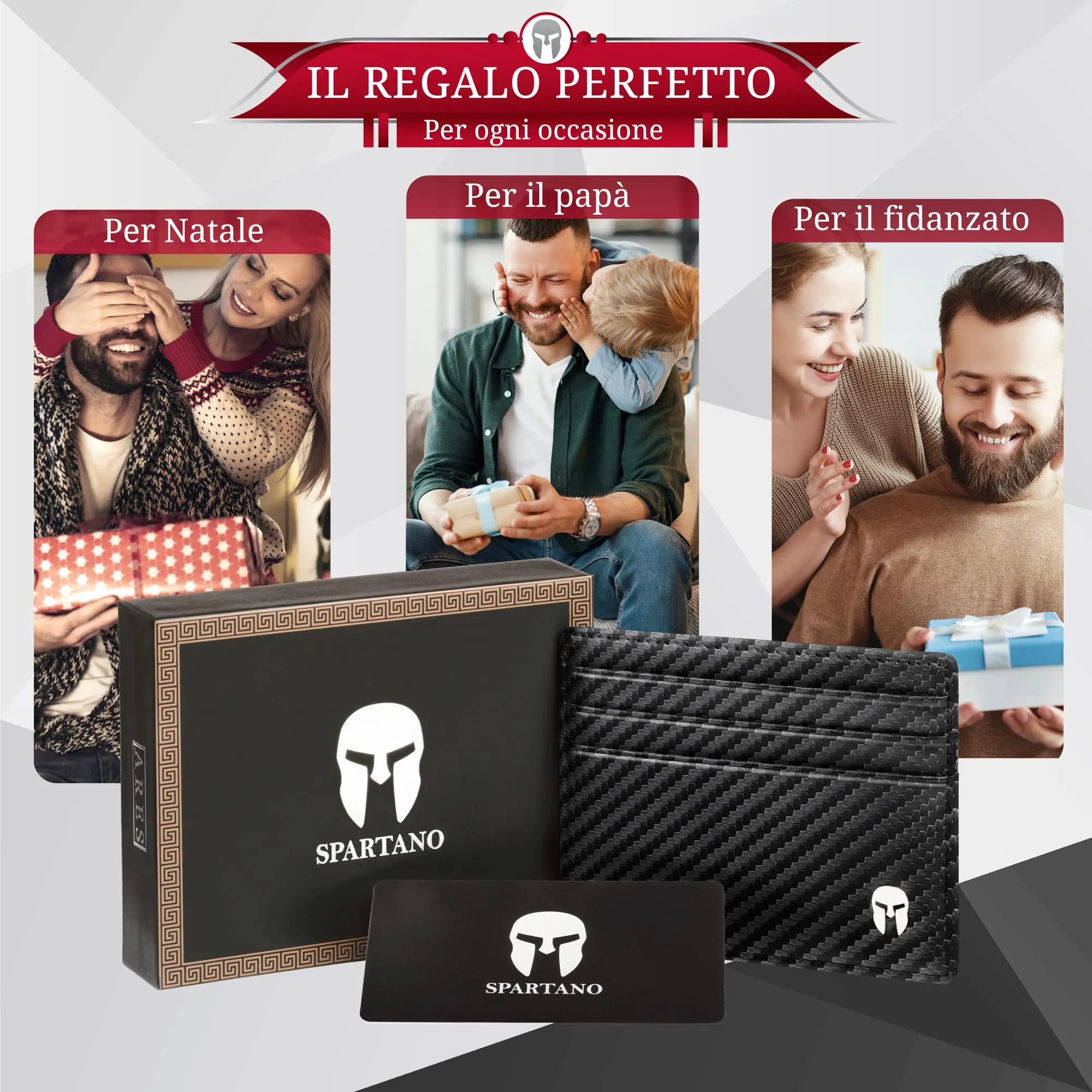 Spartano Ares Porta Carte di Credito Uomo con Protezione RFID, Pelle, Carbonio, Slim - immagine 4