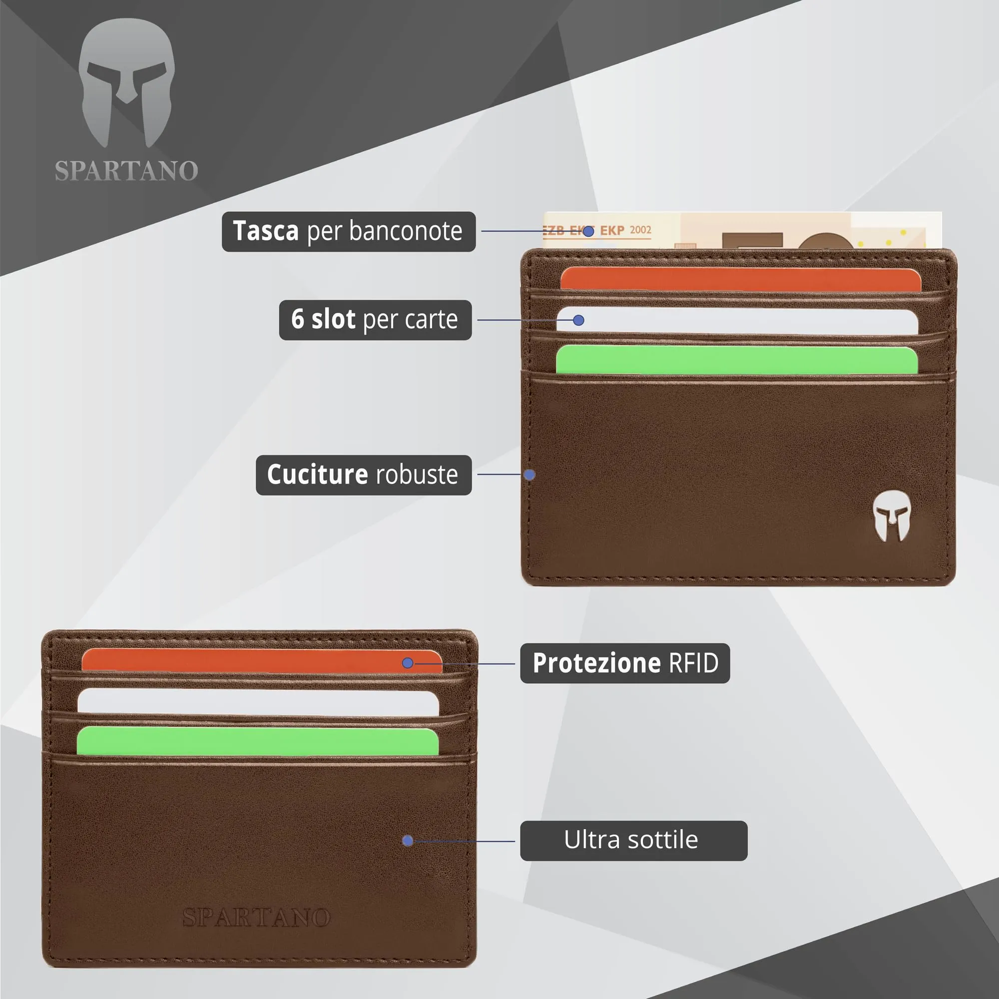 Spartano Ares Porta Carte di Credito Uomo con Protezione RFID - immagine 2
