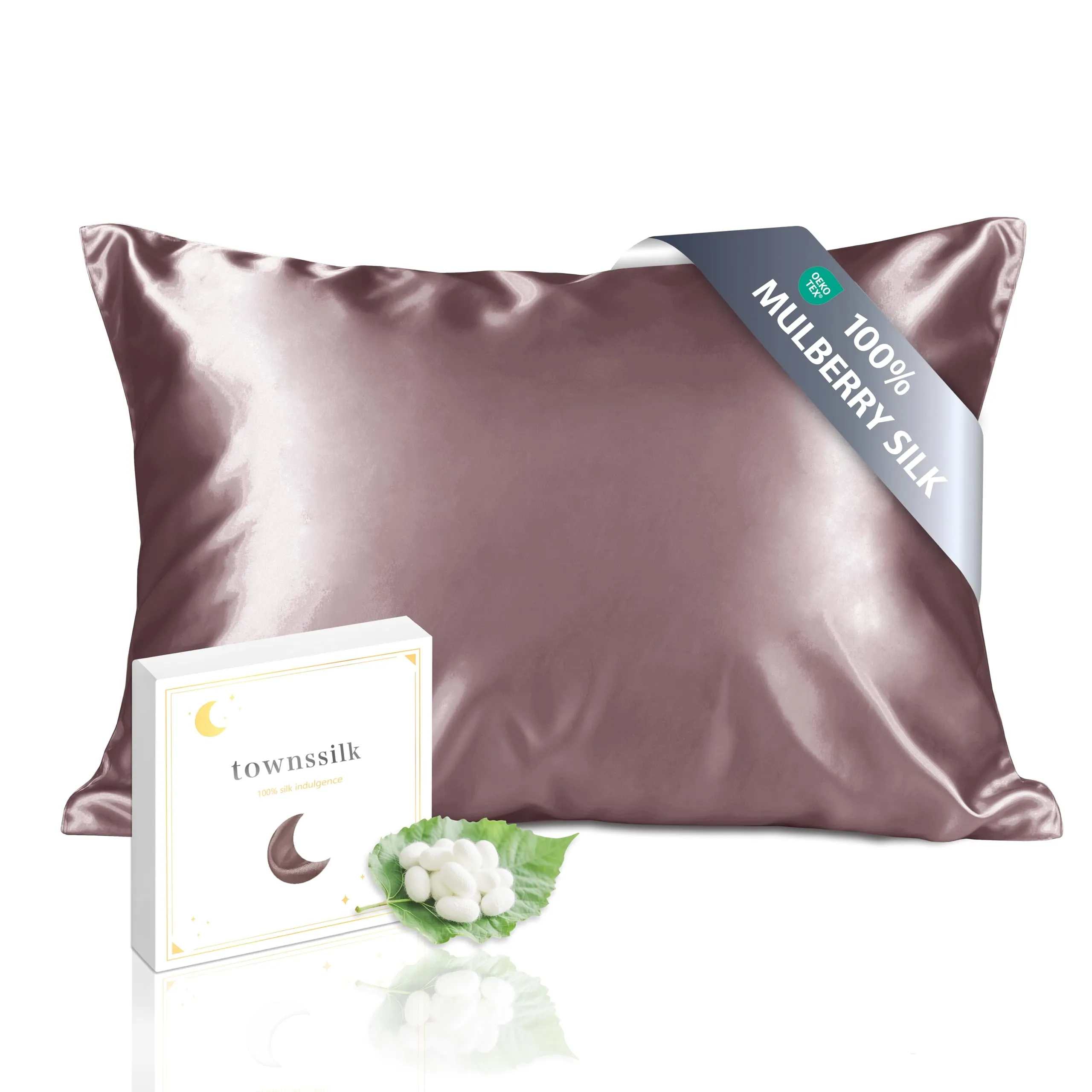 townssilk Federa in seta di gelso 100% naturale 19 momme, doppia faccia, 50x75cm, Graypurple - immagine 1