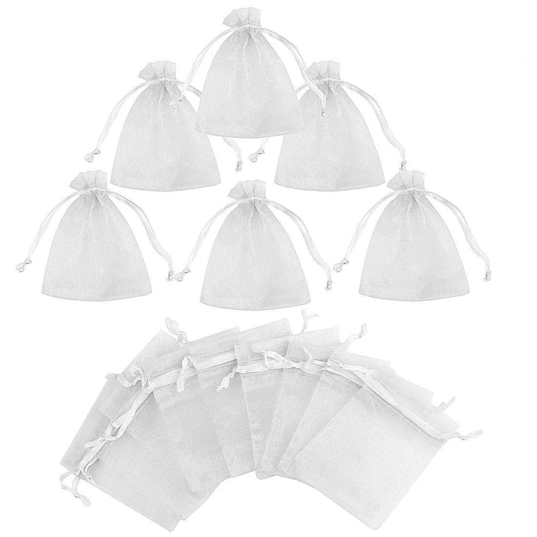 Gudotra Sacchetti Confetti in Organza Bianco, 50 Pezzi (7cm x 9cm) - immagine 1