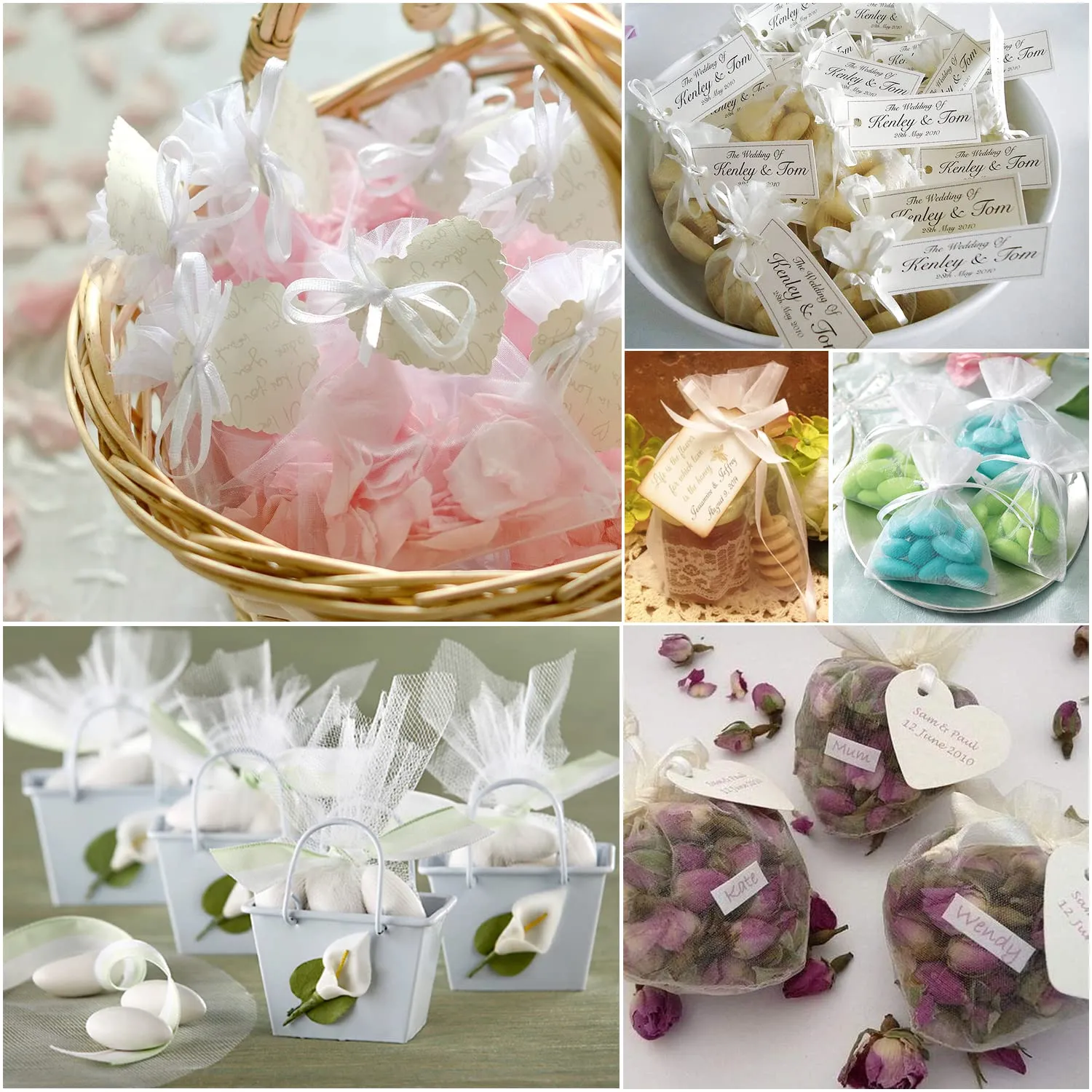 Gudotra Sacchetti Confetti in Organza Bianco, 50 Pezzi (7cm x 9cm) - immagine 4