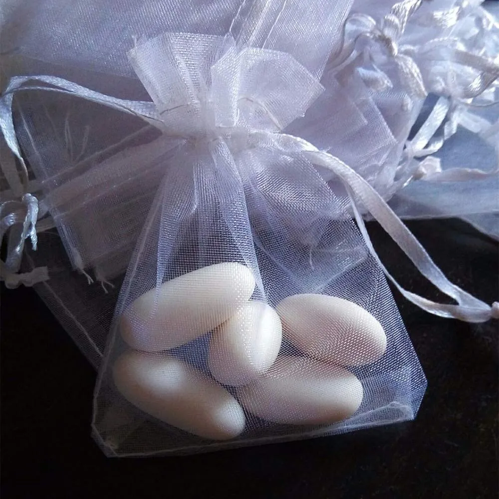 Gudotra Sacchetti Confetti in Organza Bianco, 50 Pezzi (7cm x 9cm) - immagine 8