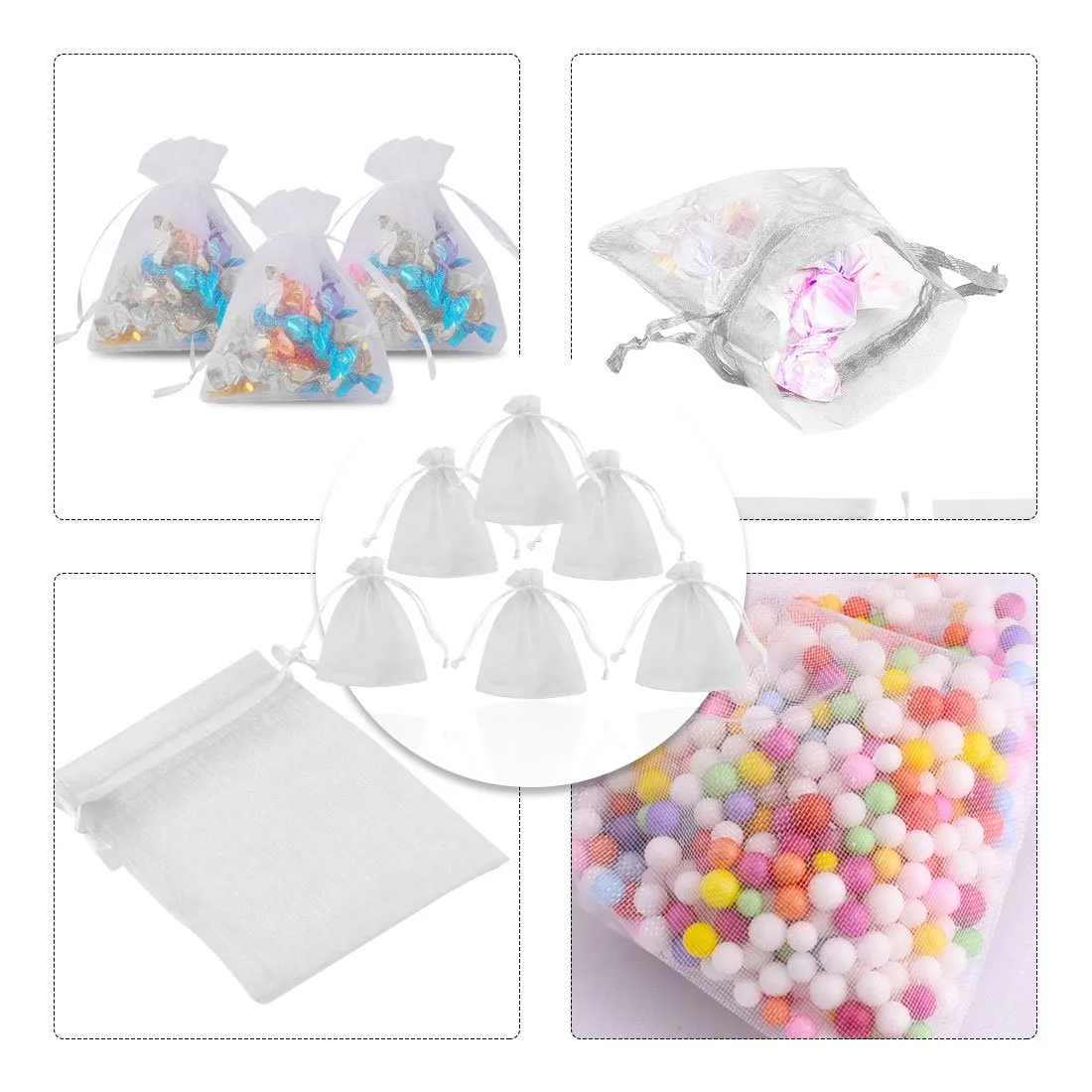 Gudotra Sacchetti Confetti in Organza Bianco, 50 Pezzi (7cm x 9cm) - immagine 9