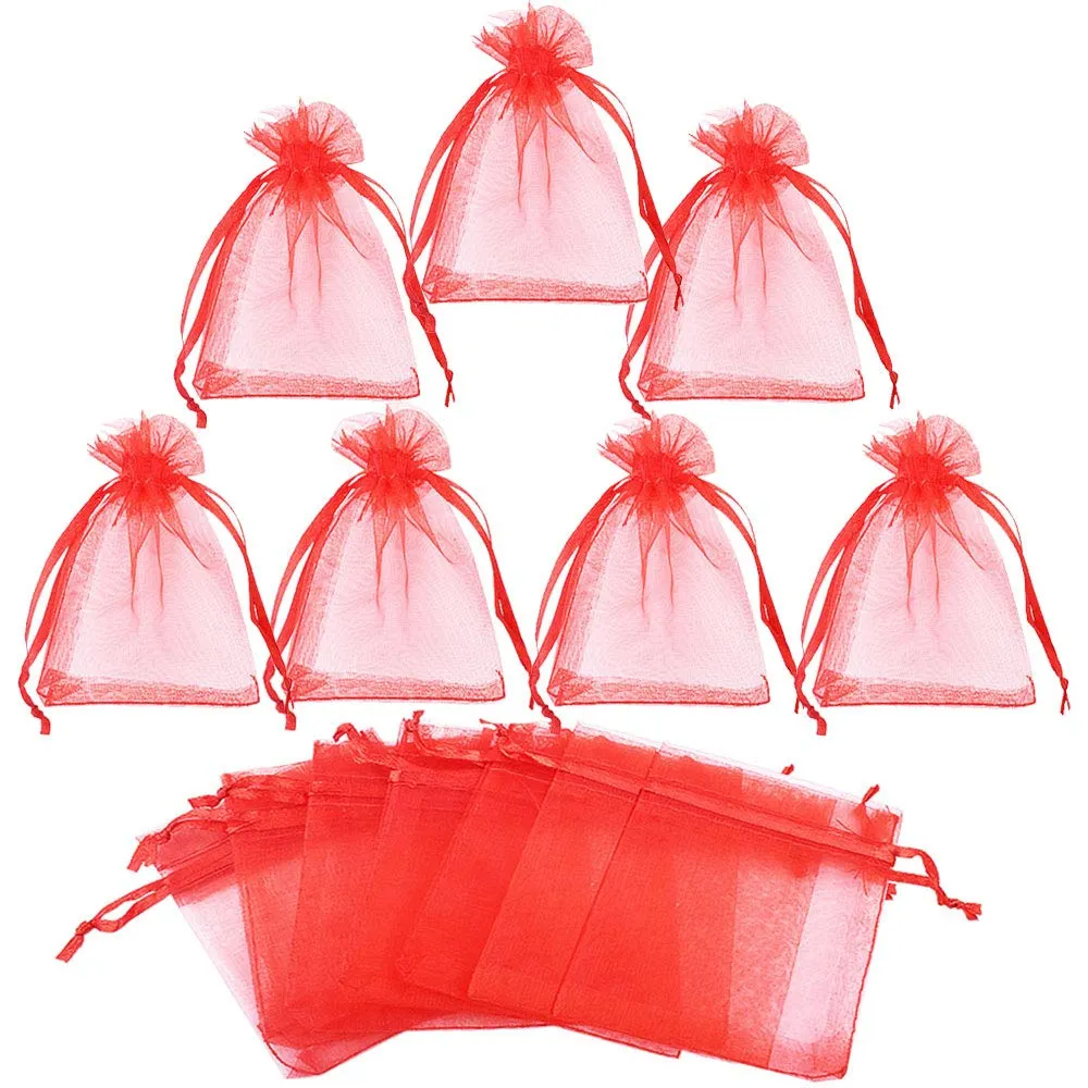 Gudotra Sacchetti in Organza Rossi per Confetti e Bomboniere, 50 Pezzi (6,5cm x 8,5cm) - immagine 1