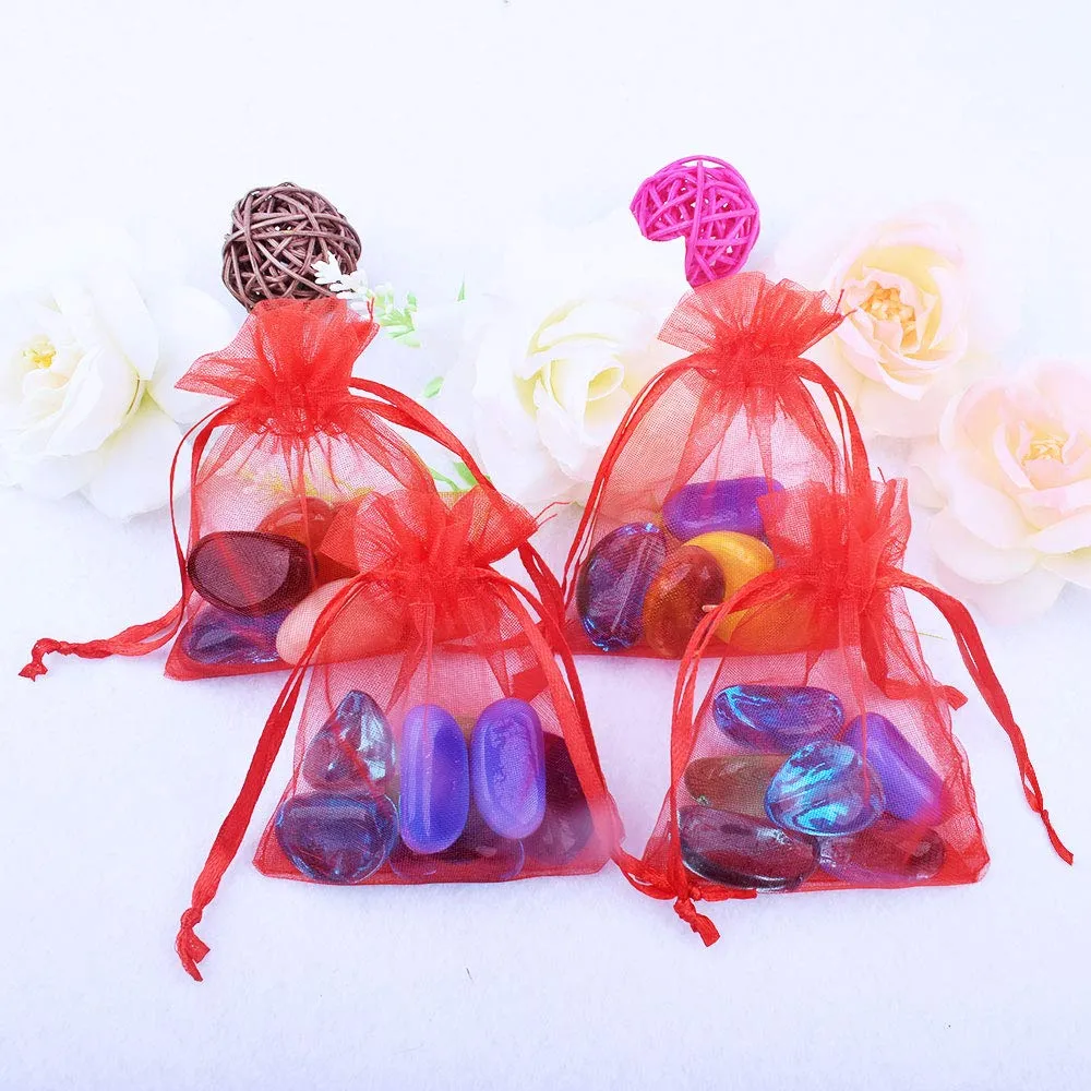 Gudotra Sacchetti in Organza Rossi per Confetti e Bomboniere, 50 Pezzi (6,5cm x 8,5cm) - immagine 6