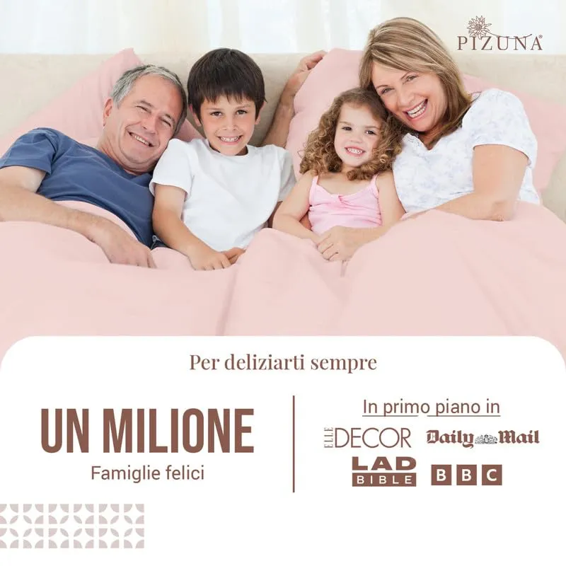 Pizuna Linens Set Lenzuola Letto Cotone 400 Fili, 180x200cm, Rosa, 4 Pezzi - immagine 2