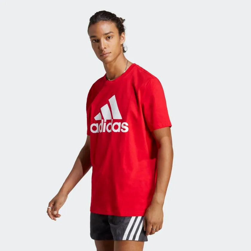 adidas Men's Essentials Single Jersey Big Logo T-Shirt, Better Scarlet, Small - immagine 2