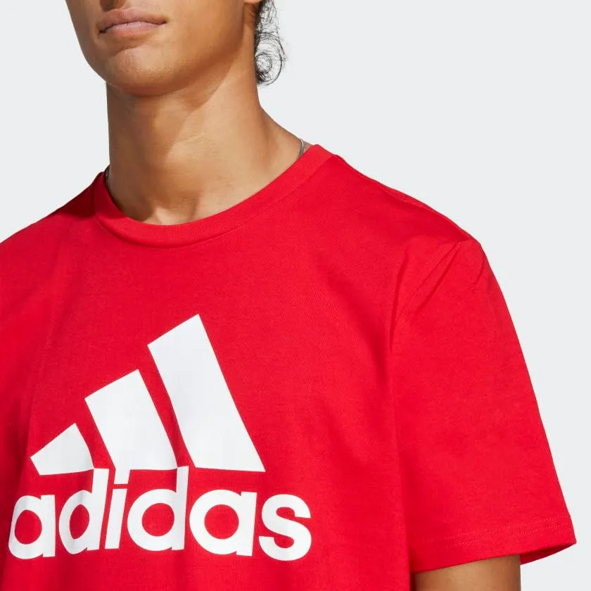 adidas Men's Essentials Single Jersey Big Logo T-Shirt, Better Scarlet, Small - immagine 5