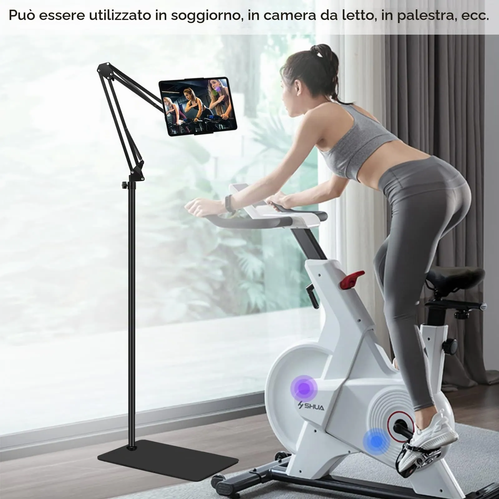 SAMHOUSING Supporto da pavimento per tablet e cellulari, regolabile e girevole a 360 gradi, in metallo, per dispositivi da 4,7-12,9 pollici - immagine 6