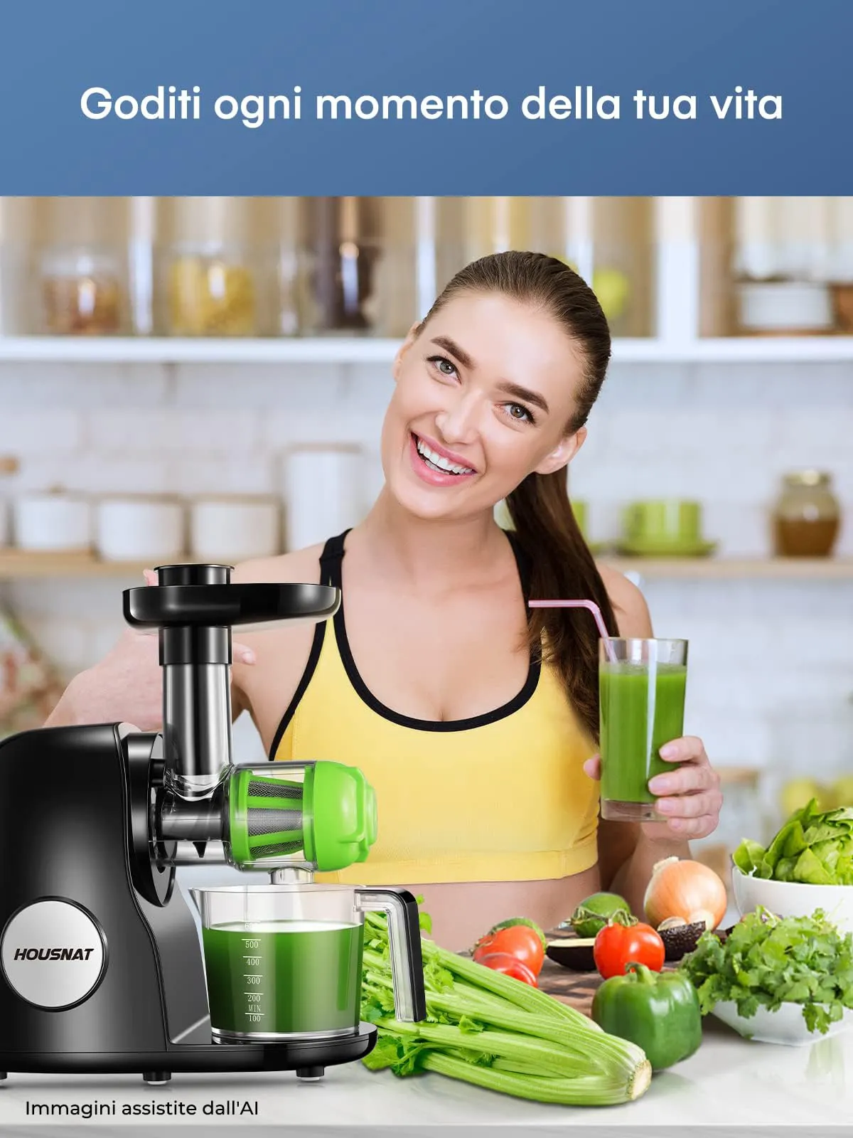 Housnat Estrattore di Succo a Freddo, Motore Silenzioso con Funzione Inversa, HOUSNAT-AMR521 - immagine 8