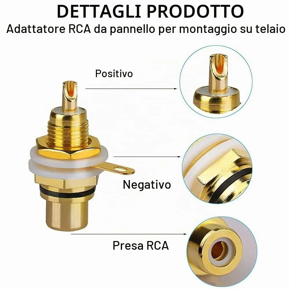 Greluma Connettore Femmina RCA per Montaggio a Pannello, 10 Pezzi - immagine 2