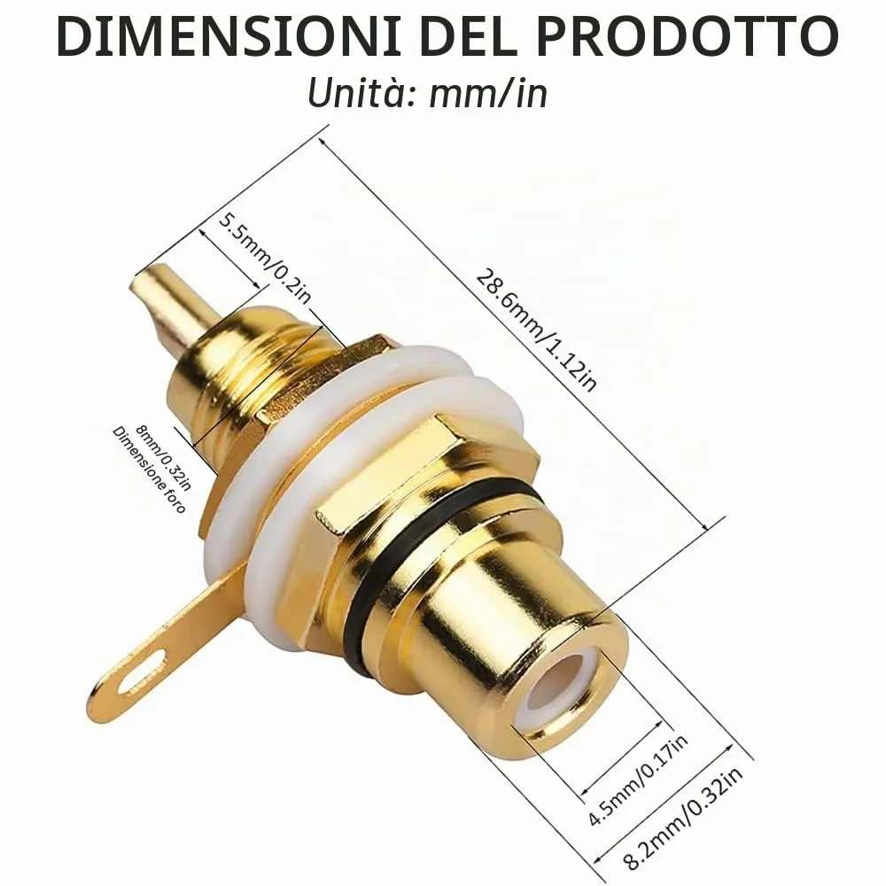 Greluma Connettore Femmina RCA per Montaggio a Pannello, 10 Pezzi - immagine 3