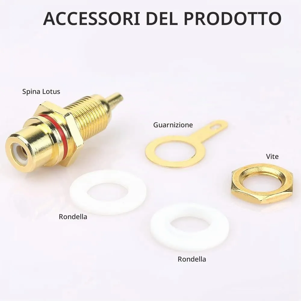 Greluma Connettore Femmina RCA per Montaggio a Pannello, 10 Pezzi - immagine 5