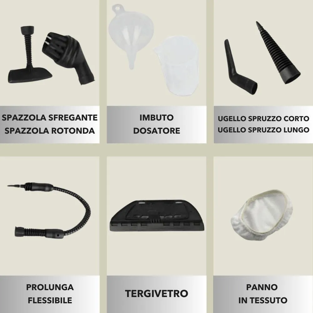 BEHOME Pulitore a Vapore Portatile SC1000Y con 9 Accessori - immagine 4