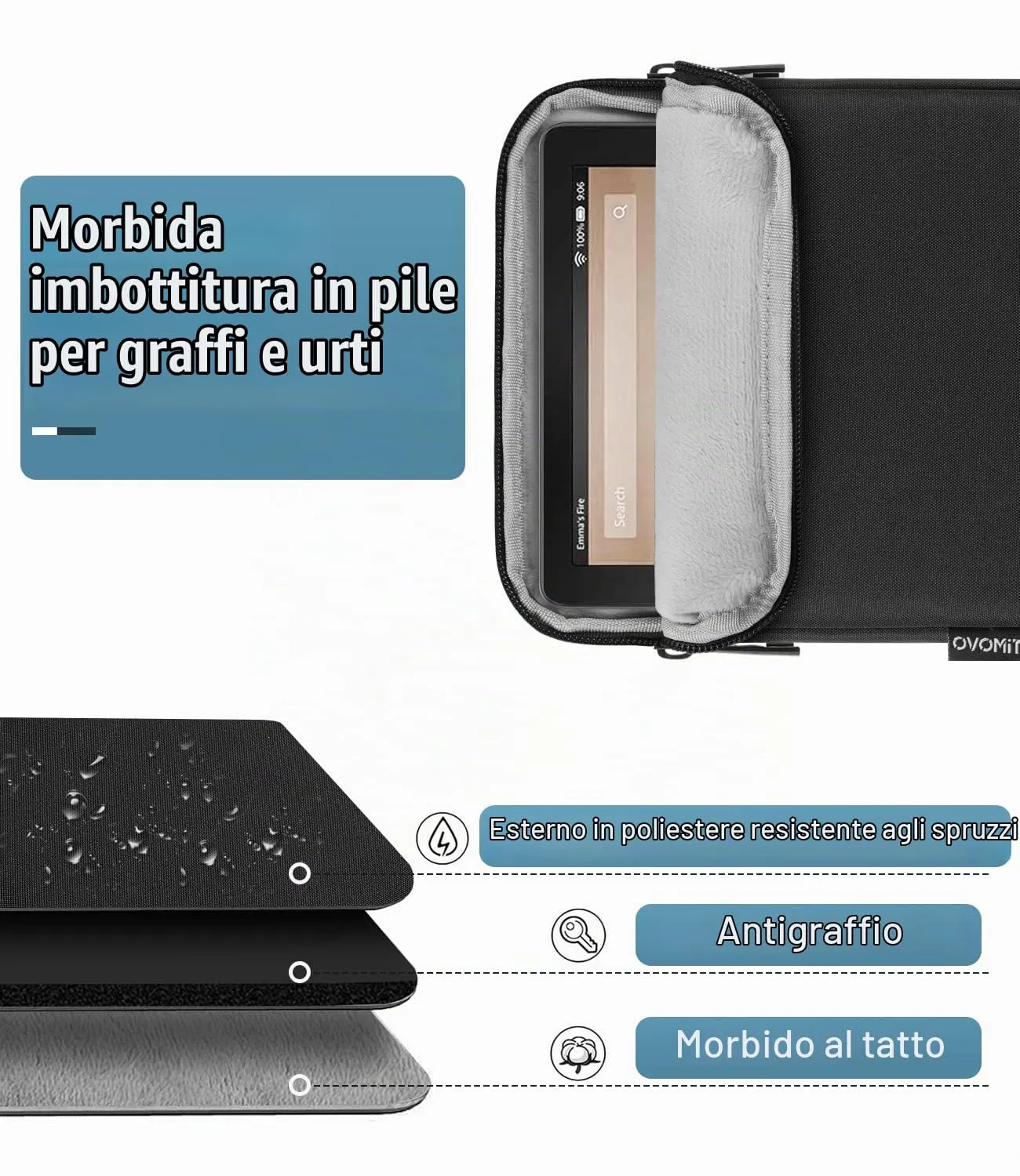TiMOVO Custodia per Tablet 7-8 Pollici, Nero - immagine 3