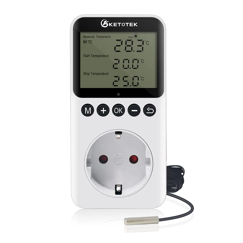 KETOTEK KT3200PRO Presa Termostato Digitale con Timer Giorno Notte e Sonda 220V - immagine 1