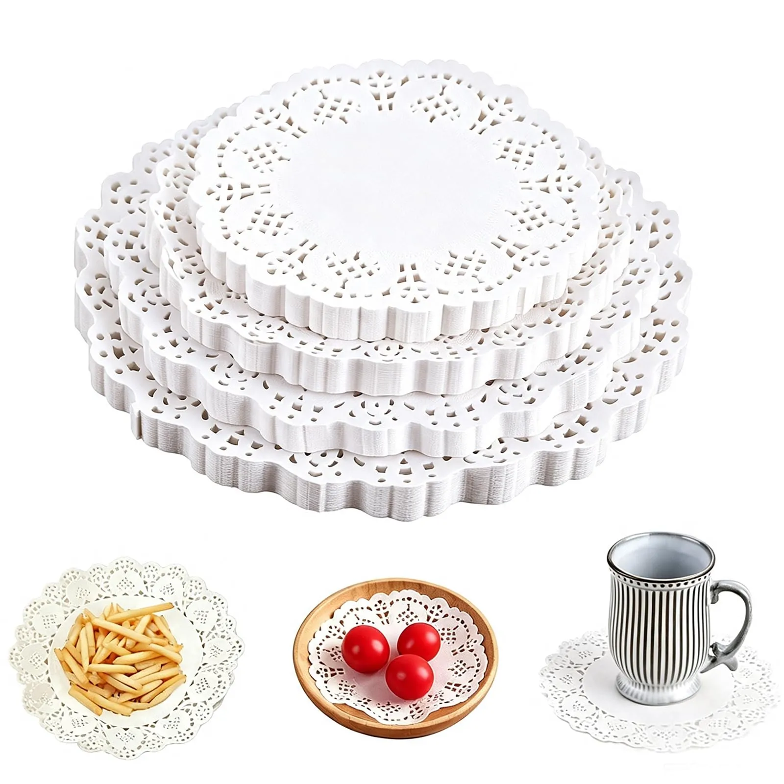 Hoshisea Carta Pizzo Bianco Rotondo per Torte e Dessert, 600 Pezzi - immagine 1