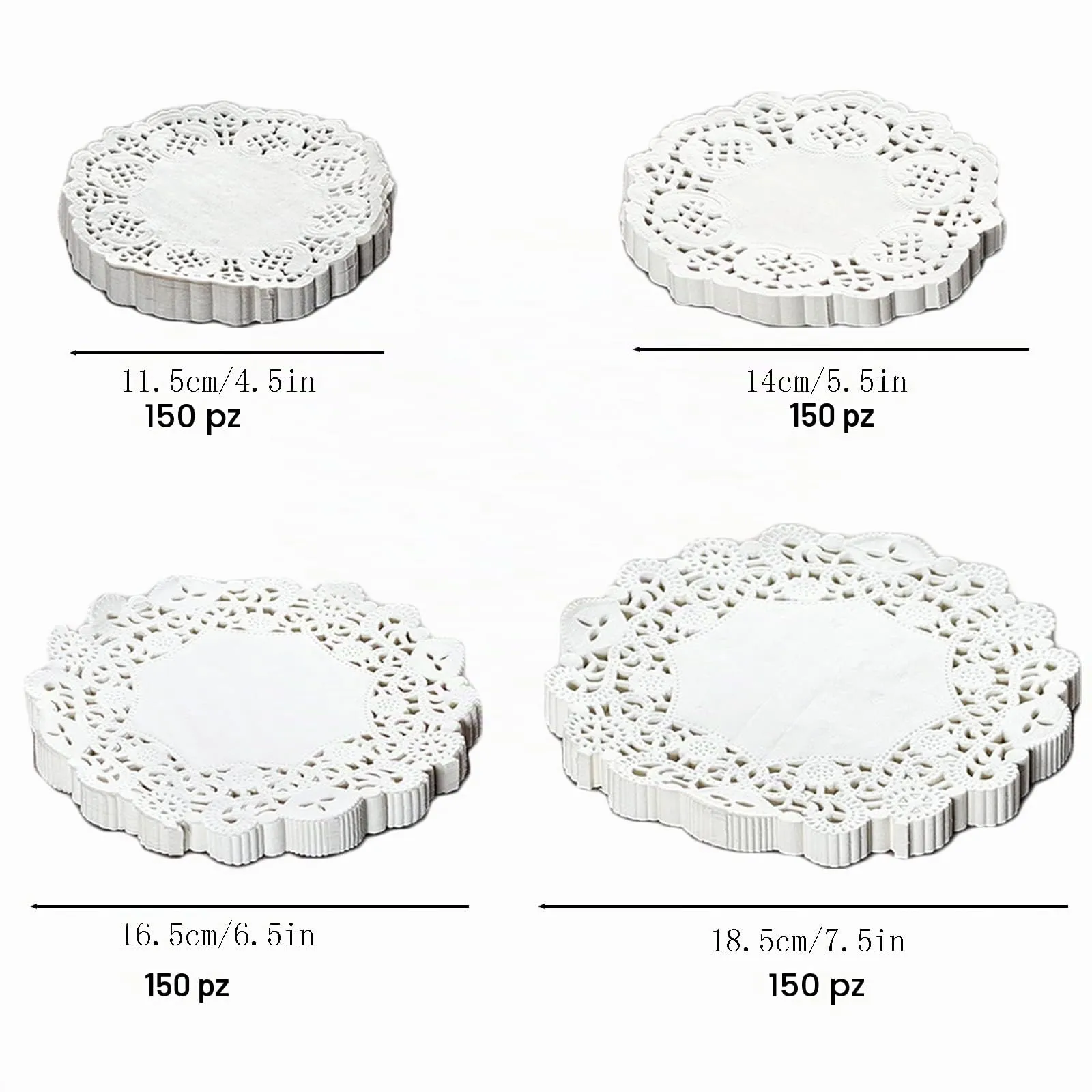 Hoshisea Carta Pizzo Bianco Rotondo per Torte e Dessert, 600 Pezzi - immagine 2