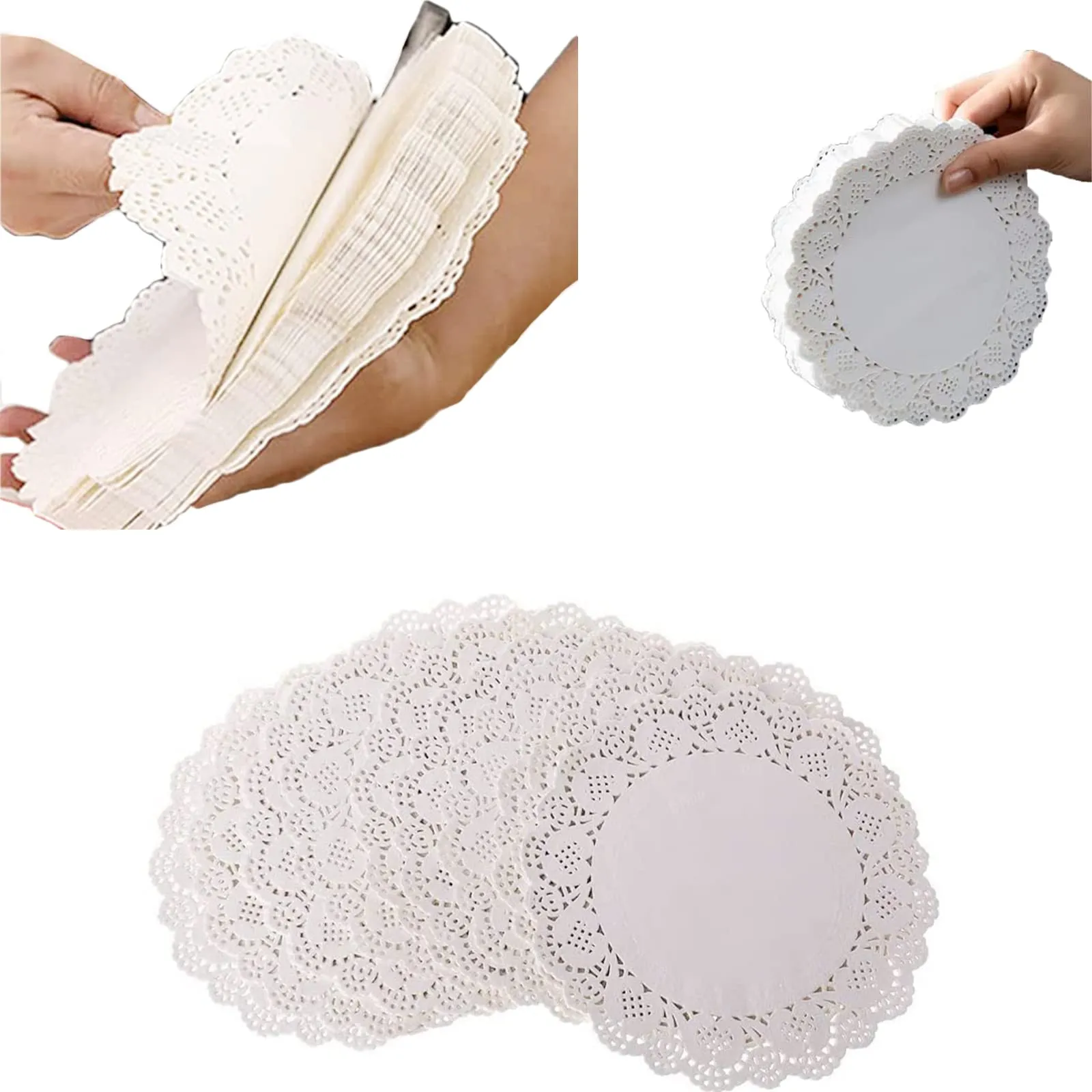 Hoshisea Carta Pizzo Bianco Rotondo per Torte e Dessert, 600 Pezzi - immagine 3