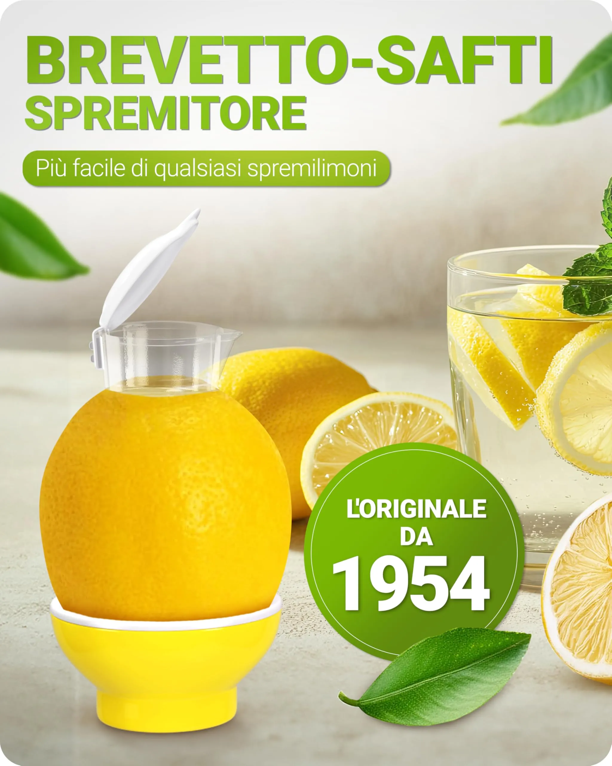 Patent-Safti Spremiagrumi Originale per limoni e arance, Giallo - immagine 2