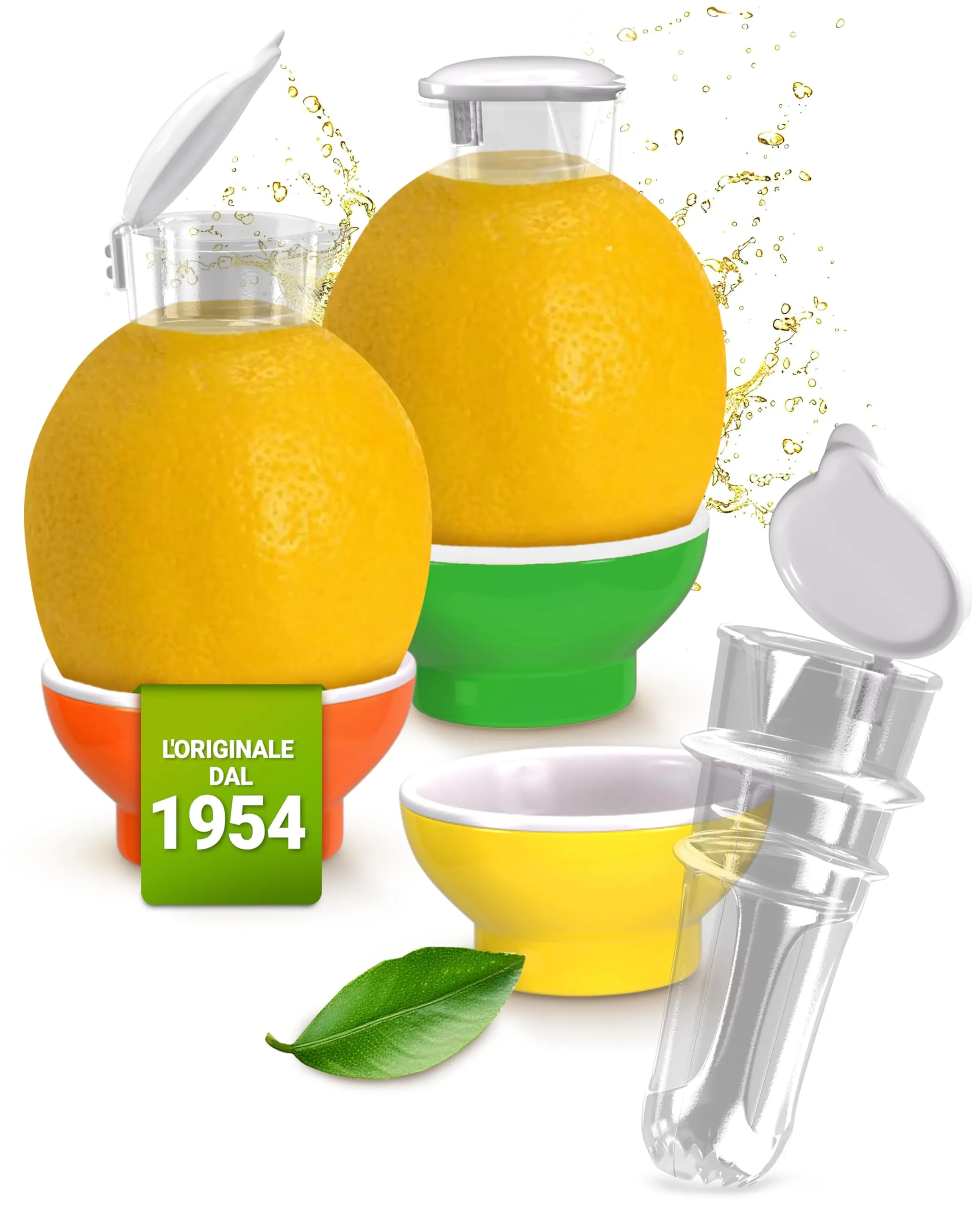 Patent-Safti Spremiagrumi, Set da 3 pezzi (Giallo, Arancione, Verde) - immagine 1