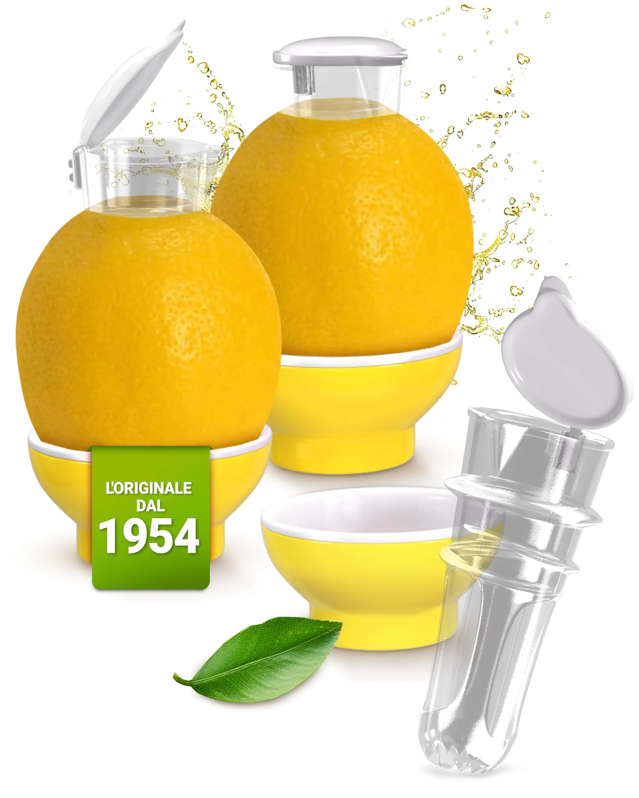 Patent-Safti Spremiagrumi Originale per limoni e arance, 3 pezzi, Giallo - immagine 1