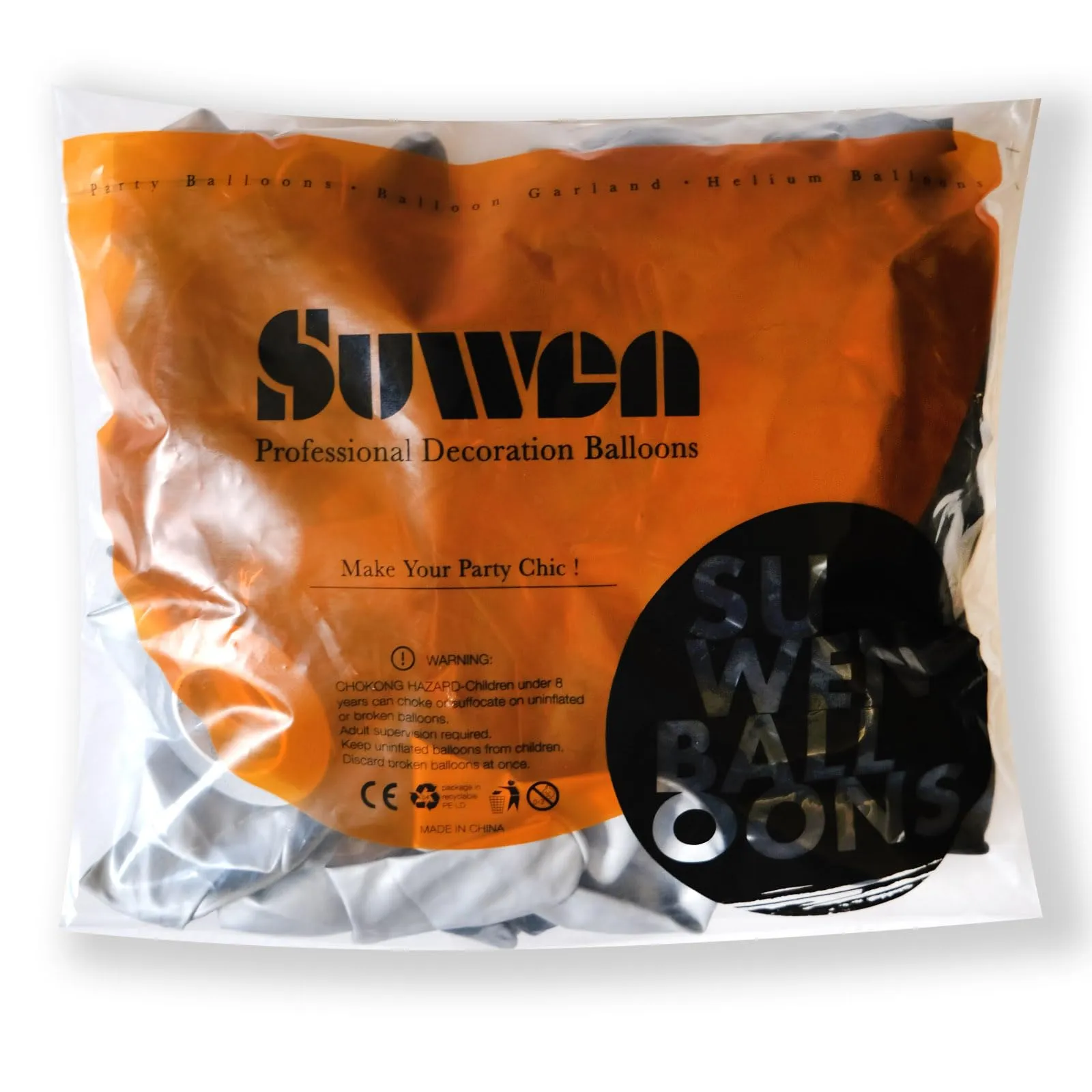 SUWEN Set 47 Pezzi Palloncini Argento Metallico e Confetti - immagine 6