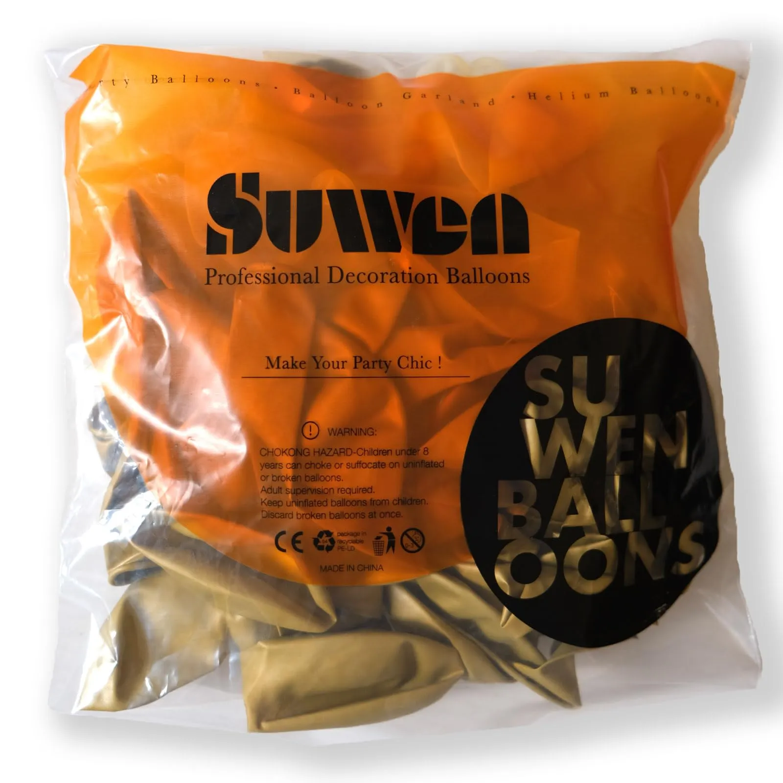 SUWEN Set di 47 Palloncini Oro Metallico e Confetti - immagine 6
