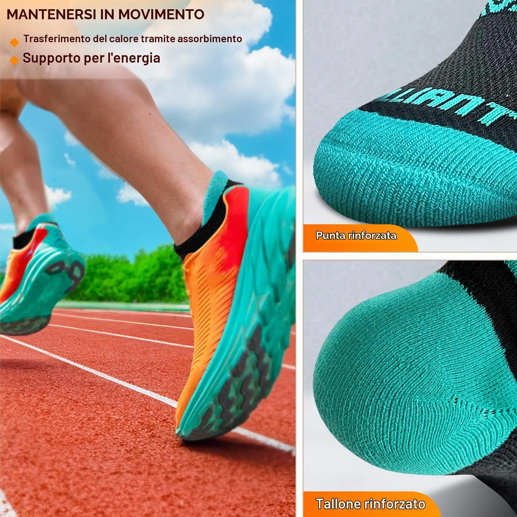 BULLIANT Calzini Sportivi Donna, 6 Paia, Calze Corsa Ammortizzate con Linguetta sul Tallone - immagine 7