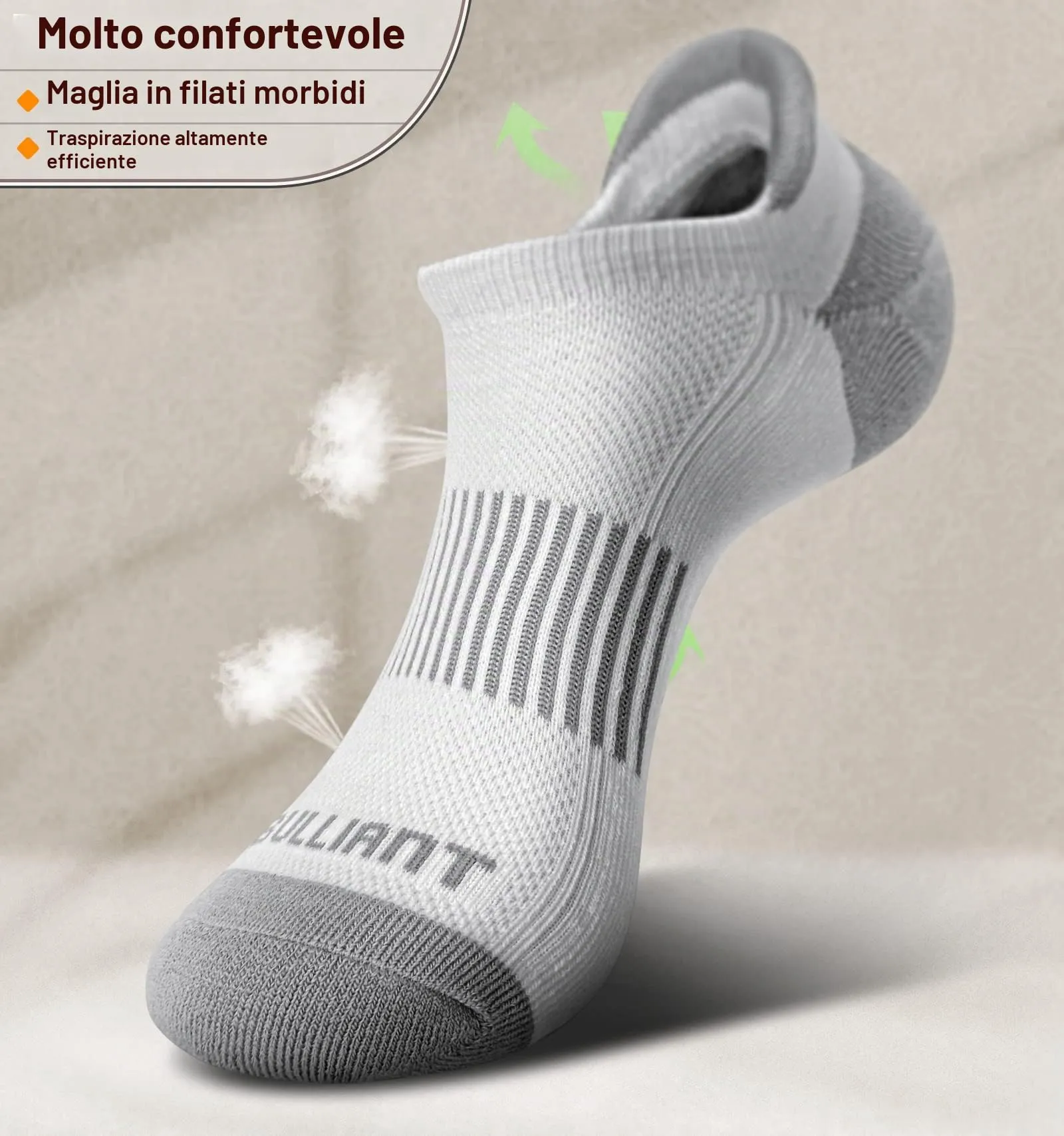 BULLIANT Calzini Sportivi Donna, 6 paia, Calze Corsa Ammortizzate con Linguetta sul Tallone - immagine 4