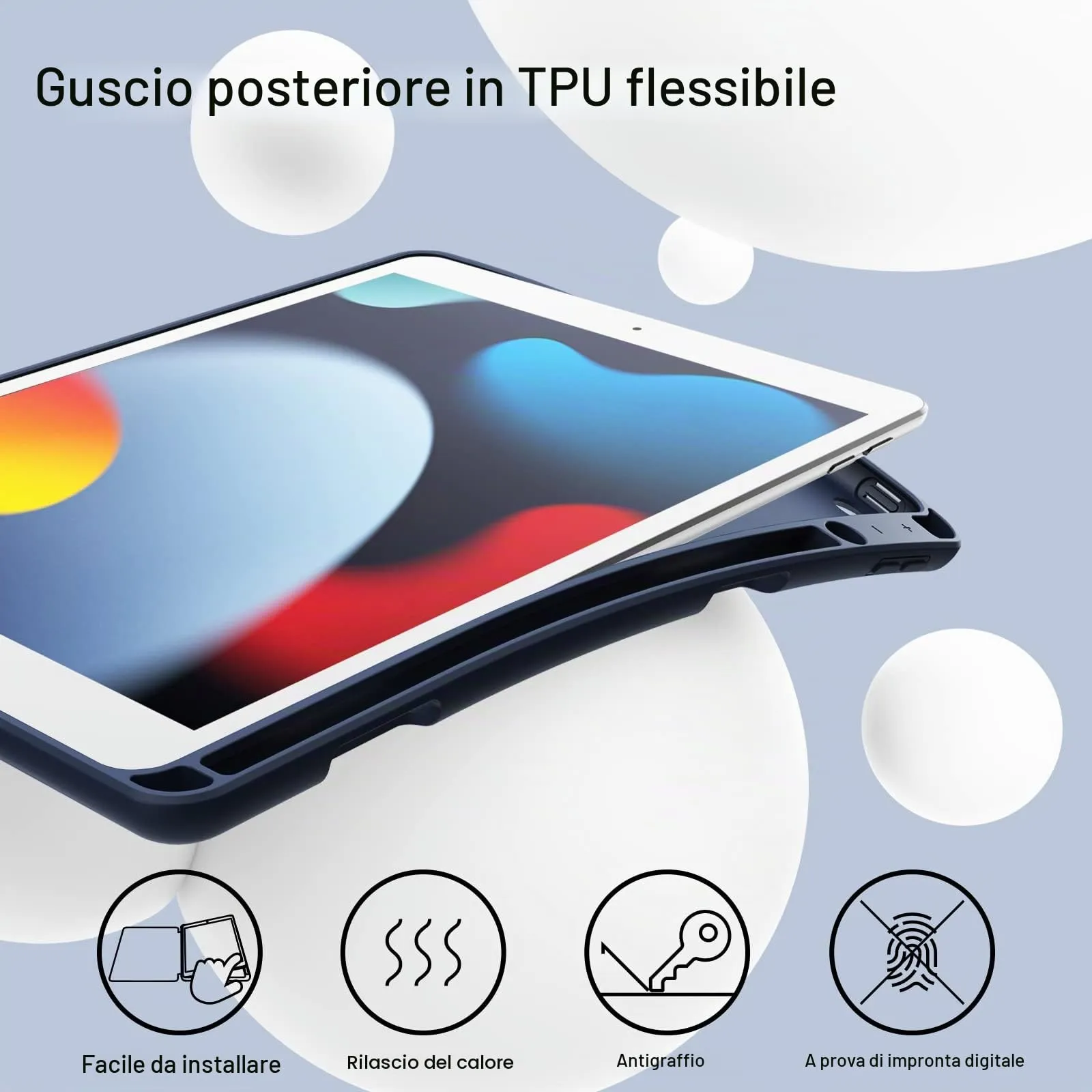 JETech Custodia per iPad 9ª/8ª/7ª Gen 10,2", Marino Intenso - immagine 3