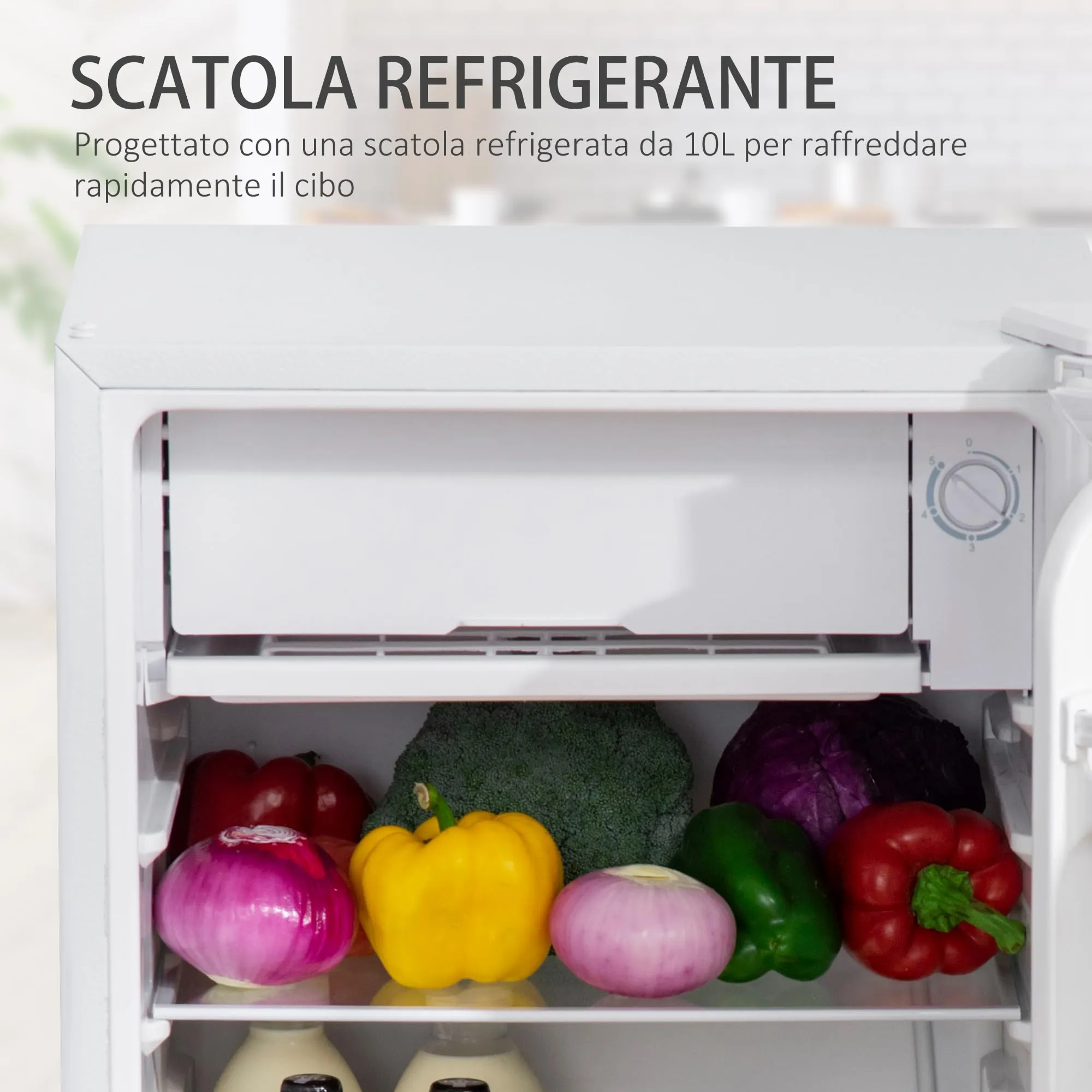HOMCOM Frigorifero Piccolo 91L con Congelatore Classe E Bianco - immagine 3