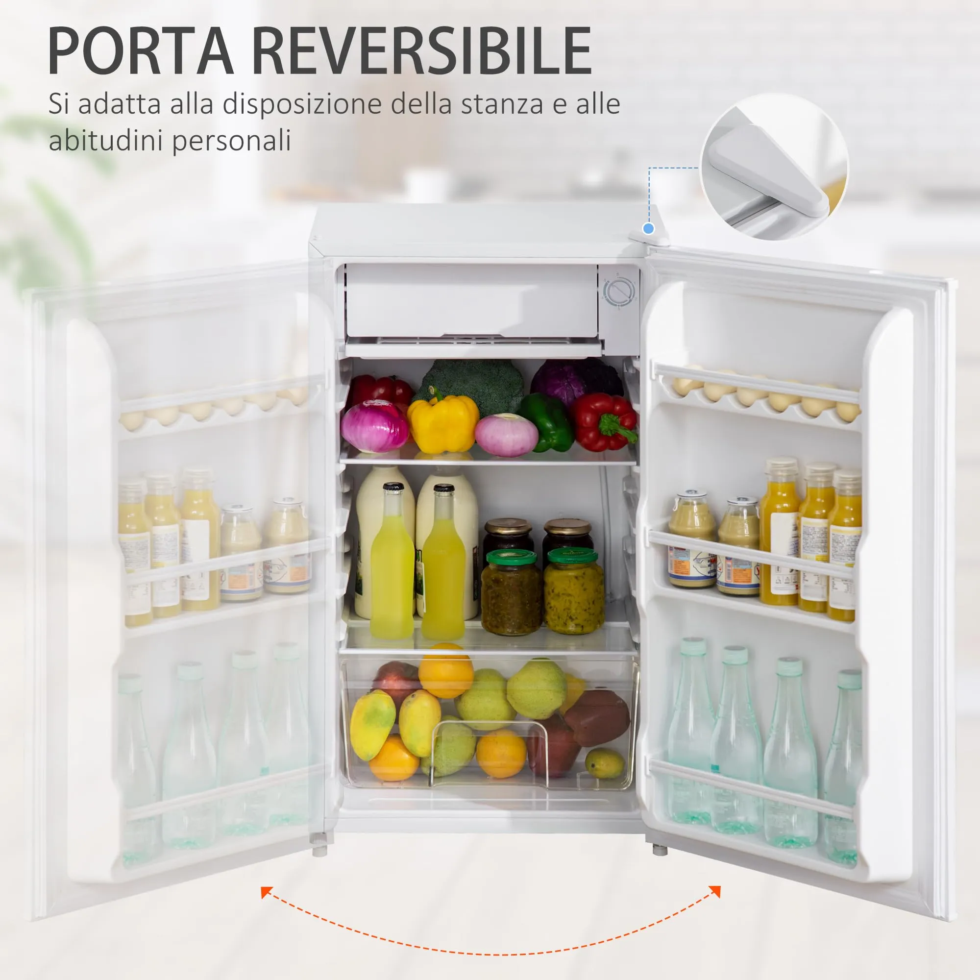 HOMCOM Frigorifero Piccolo 91L con Congelatore Classe E Bianco - immagine 5