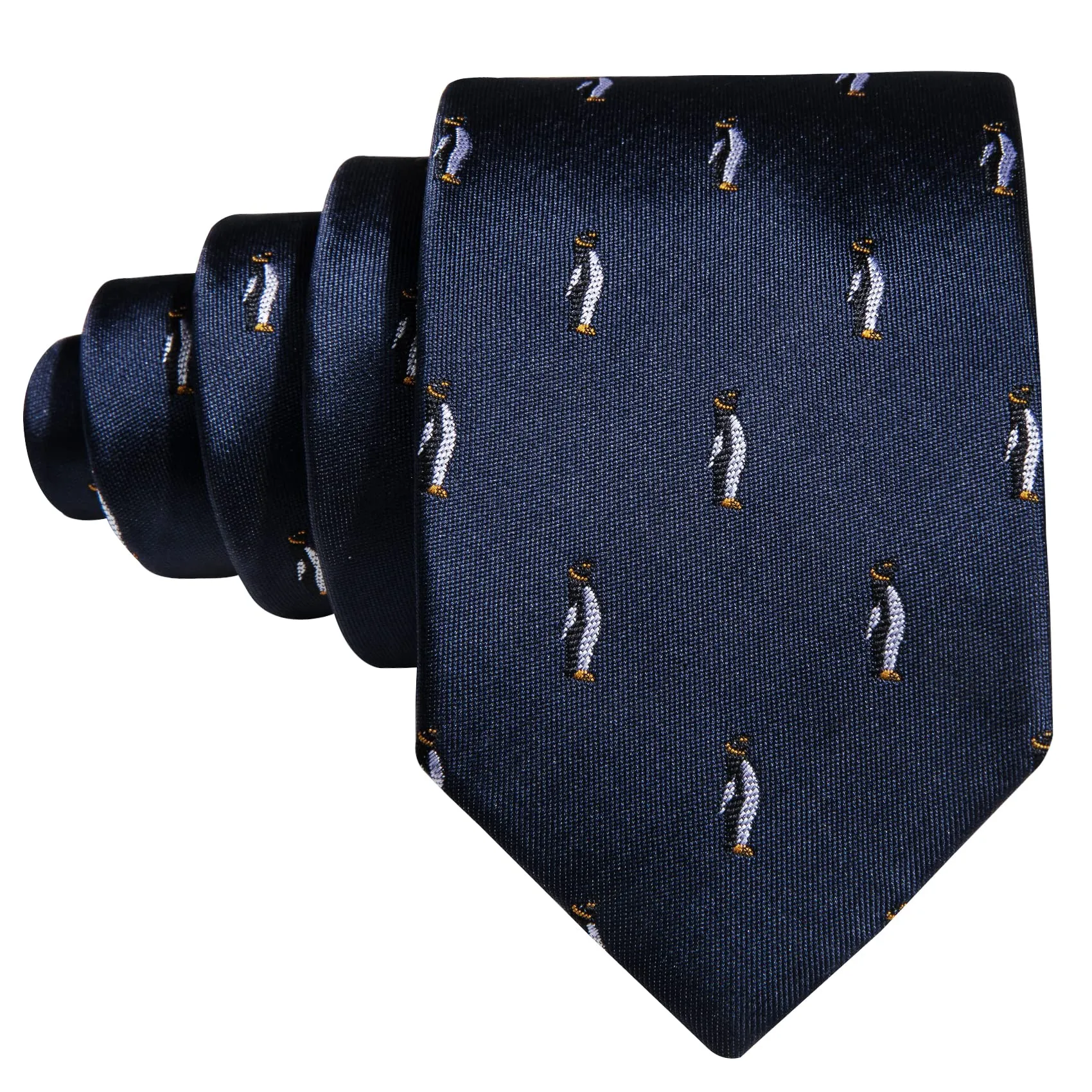 Barry.Wang Cravatta in seta a righe con pochette per ragazzi, Blu Pinguino - immagine 7