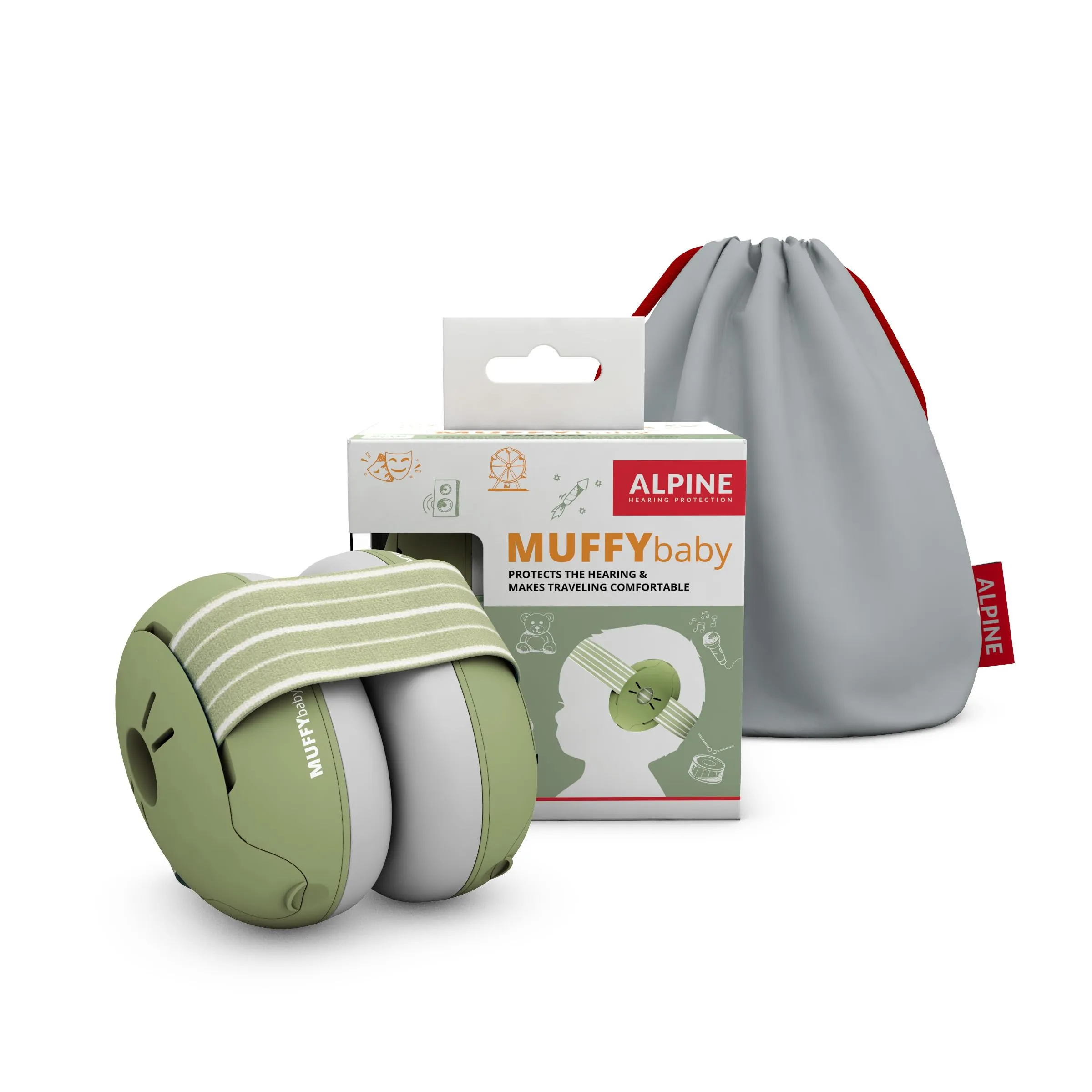 Alpine Muffy Baby Cuffie Antirumore per Neonati e Bambini fino a 36 Mesi, Verde - immagine 1
