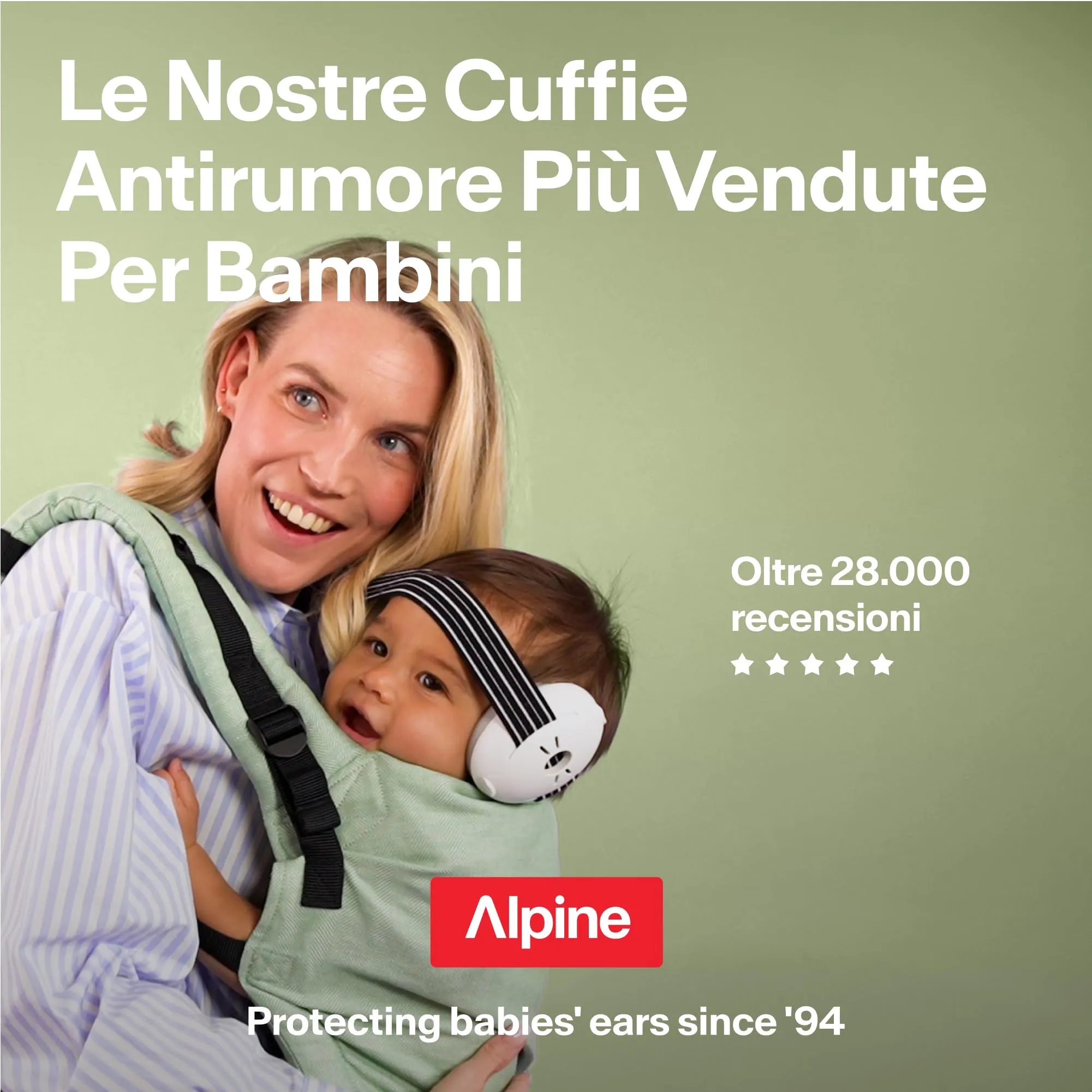 Alpine Muffy Baby Cuffie Antirumore per Neonati e Bambini fino a 36 Mesi, Verde - immagine 9