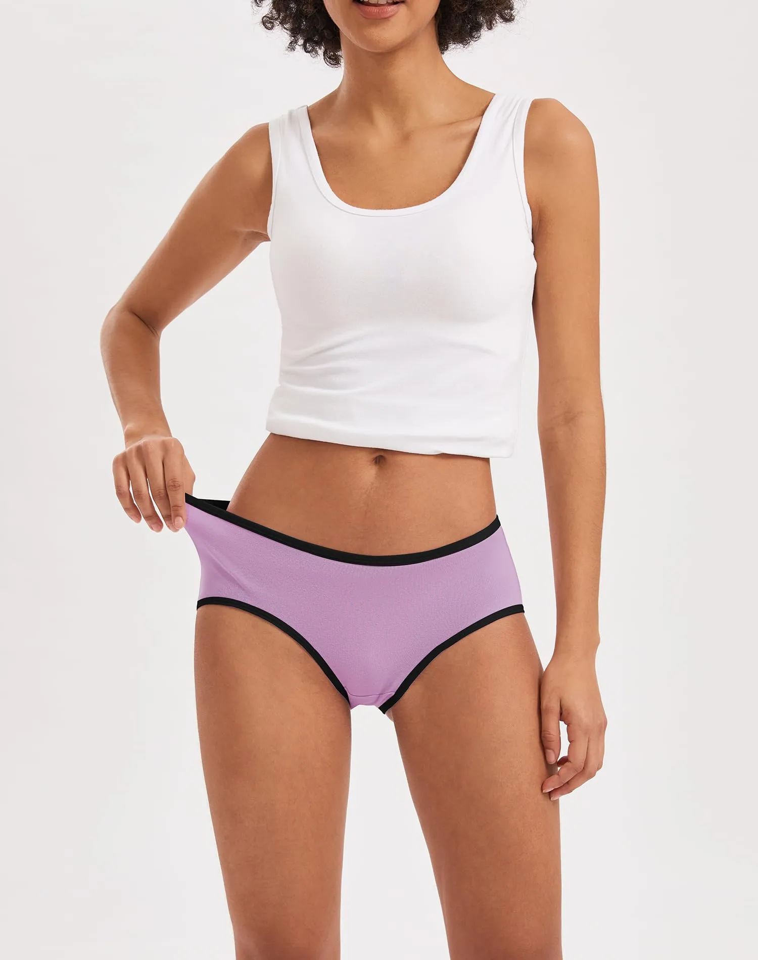 INNERSY Mutande Donna in Cotone Vita Bassa, Slip Midi Elasticizzate, Pacco da 6 (XXL, Multicolor con Bordo Nero) - immagine 2