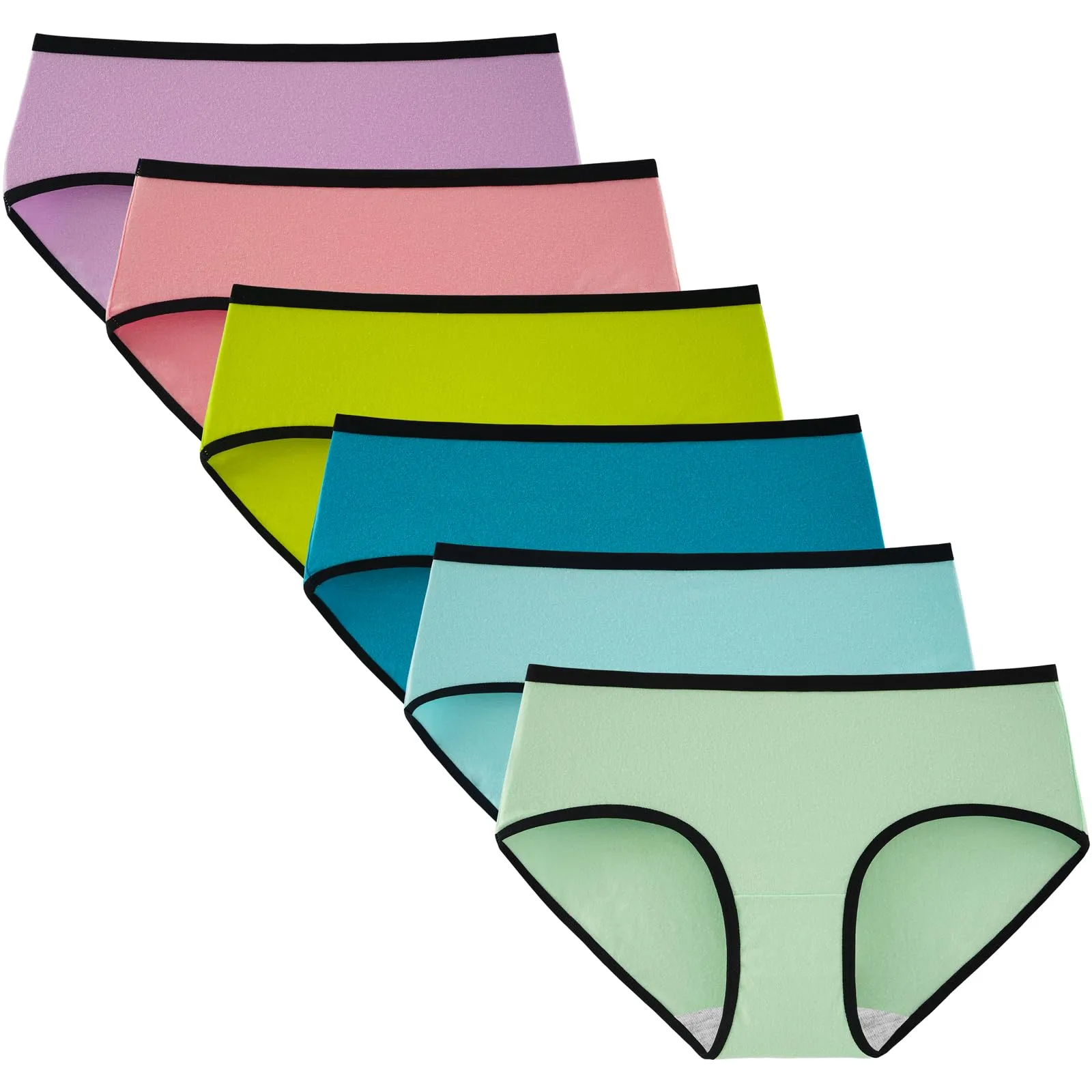 INNERSY Mutande Donna in Cotone Vita Bassa, Pacco da 6 (L, Multicolor con Bordo Nero) - immagine 1
