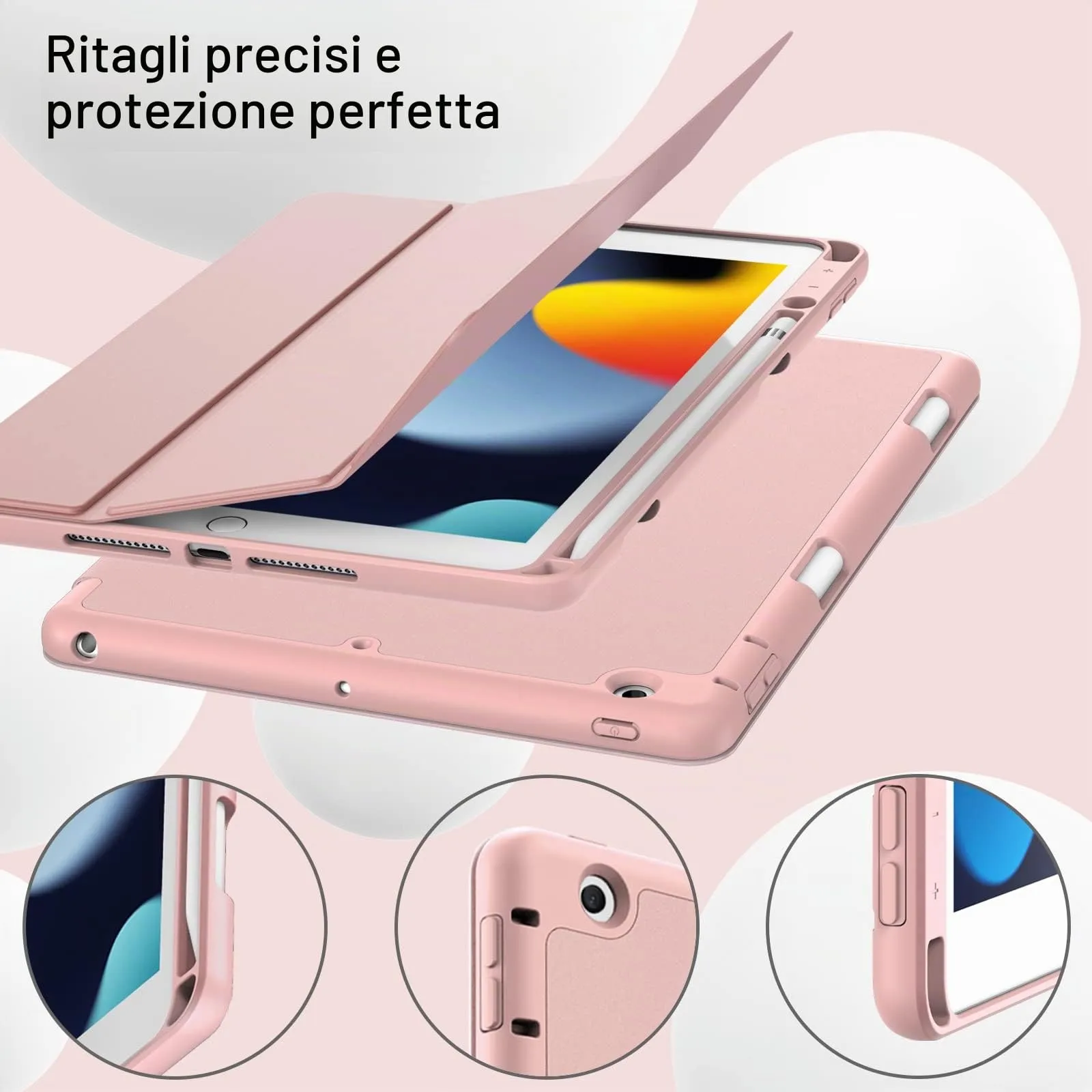 JETech Custodia per iPad 9ª/8ª/7ª Gen 10,2", Oro Rosa - immagine 8