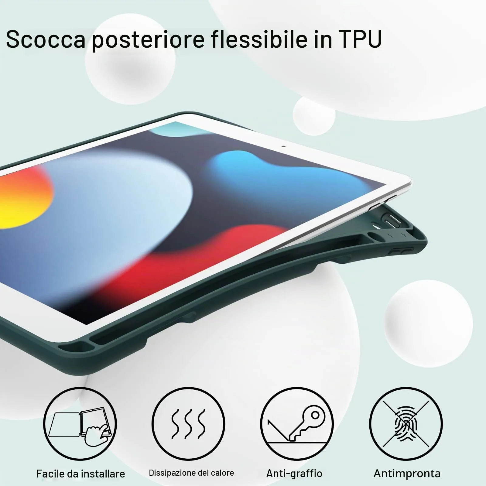 JETech Custodia per iPad 9ª/8ª/7ª Gen 10,2", Verde Nebbioso - immagine 3