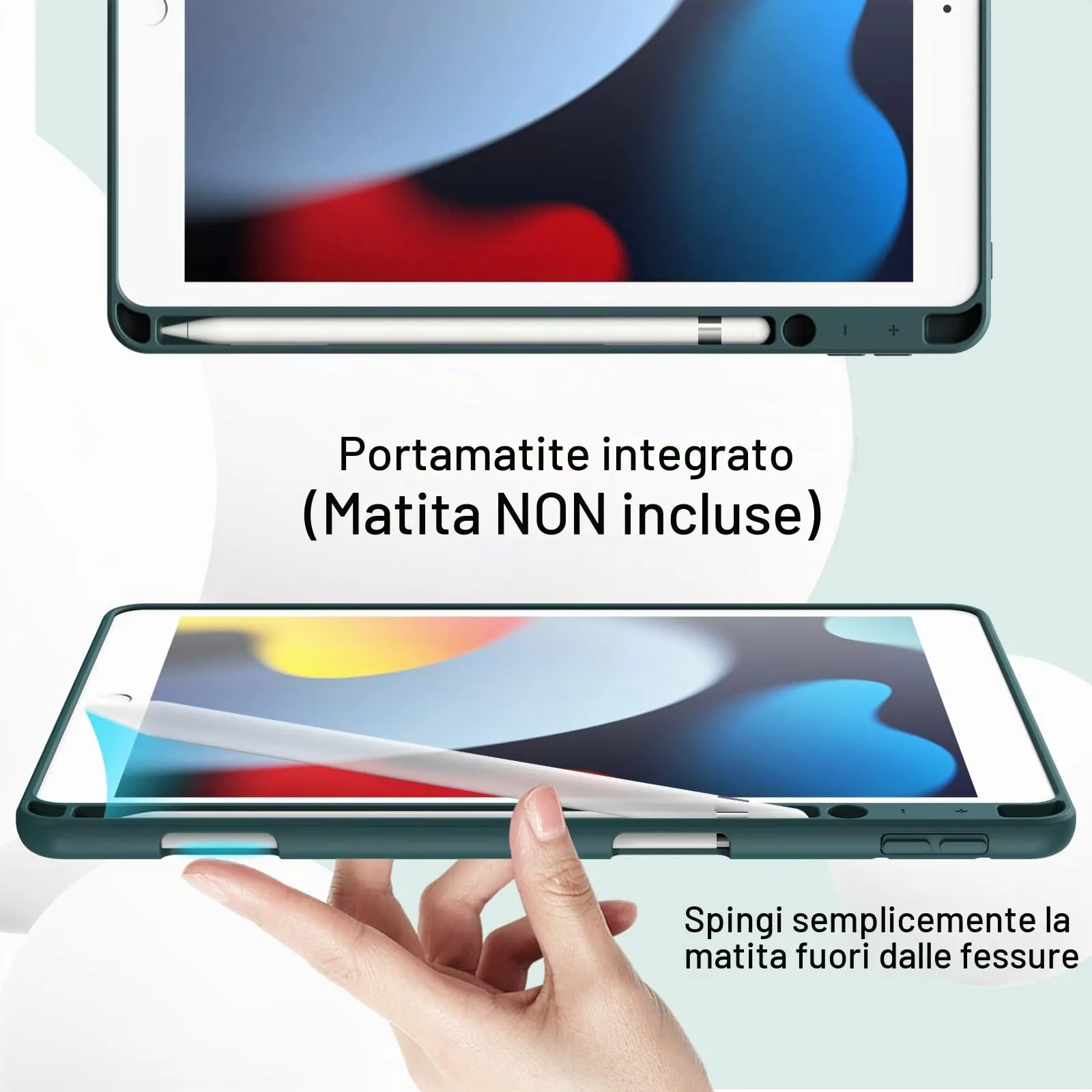 JETech Custodia per iPad 9ª/8ª/7ª Gen 10,2", Verde Nebbioso - immagine 5
