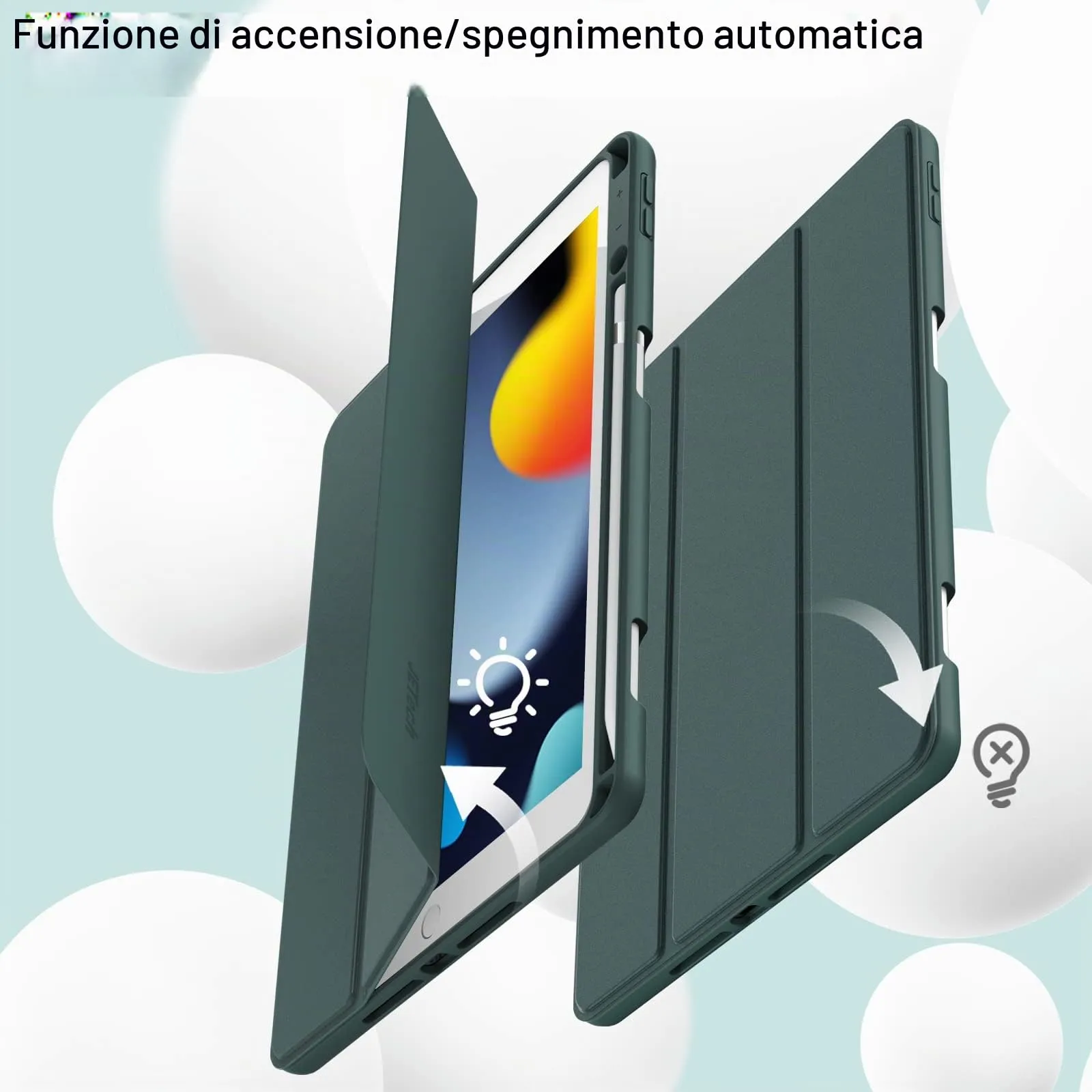 JETech Custodia per iPad 9ª/8ª/7ª Gen 10,2", Verde Nebbioso - immagine 6
